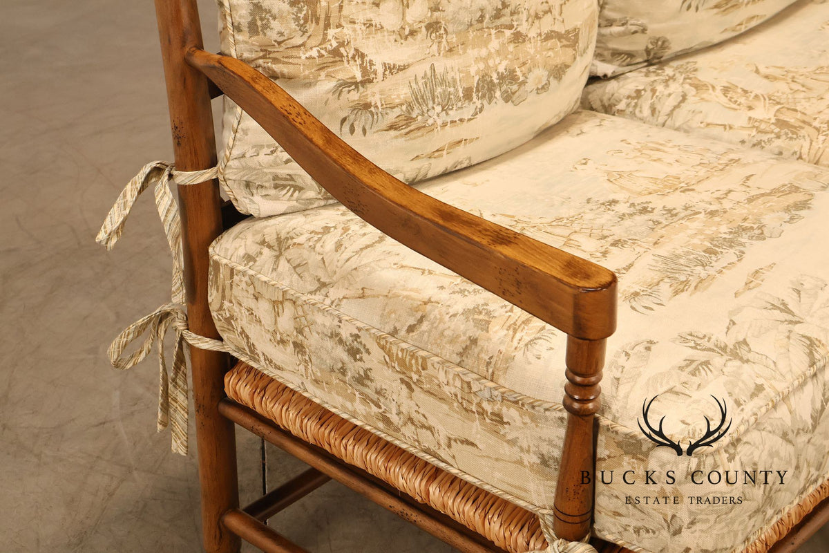 French Country Style Ladder Back Rush Seat Settee