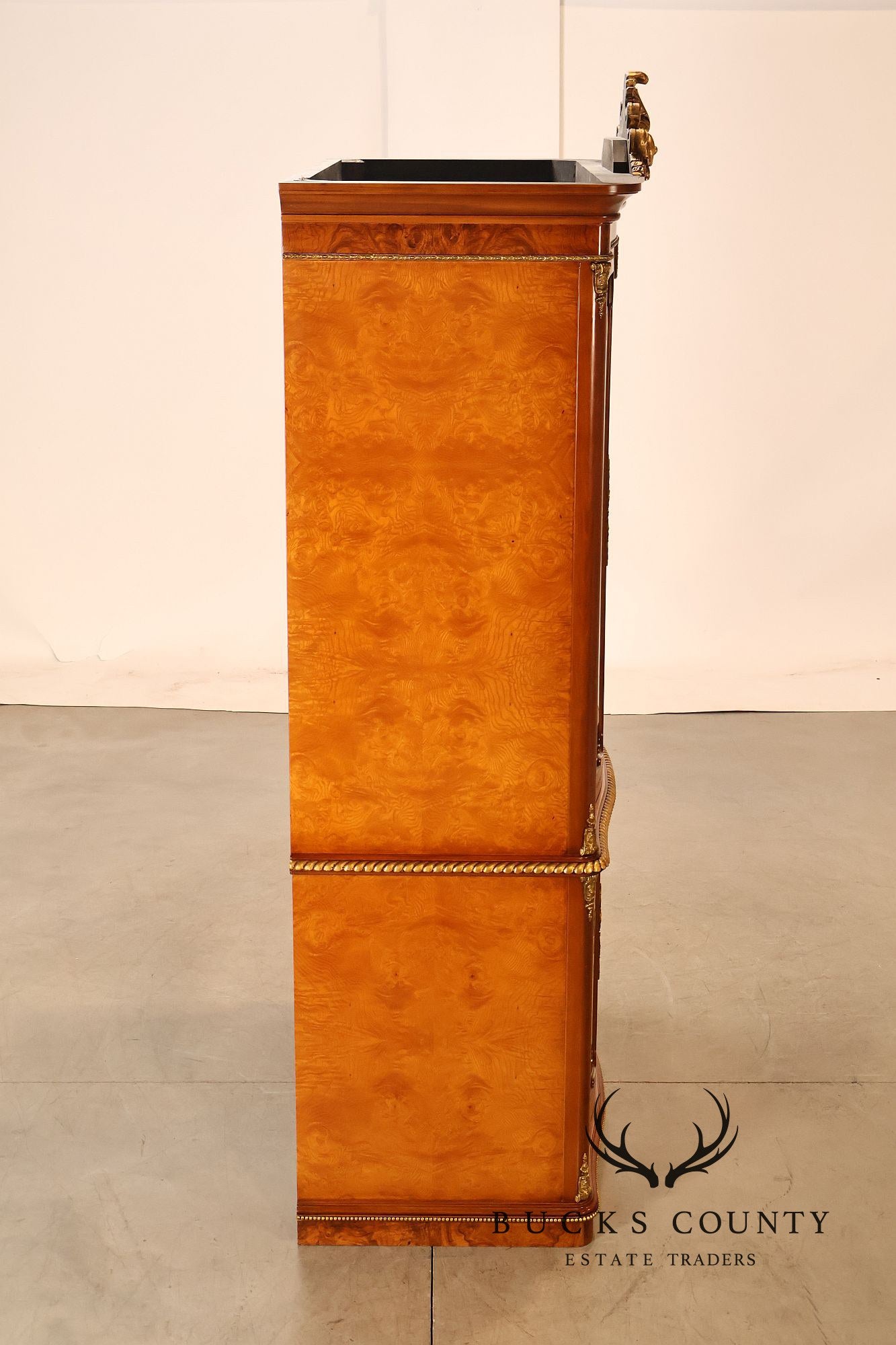 French Louis XV Style Burl Walnut Linen Closet Armoire