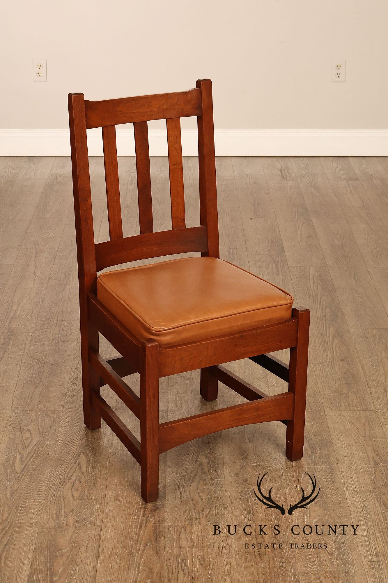 Mission Style Oak And Leather Dining Chairs