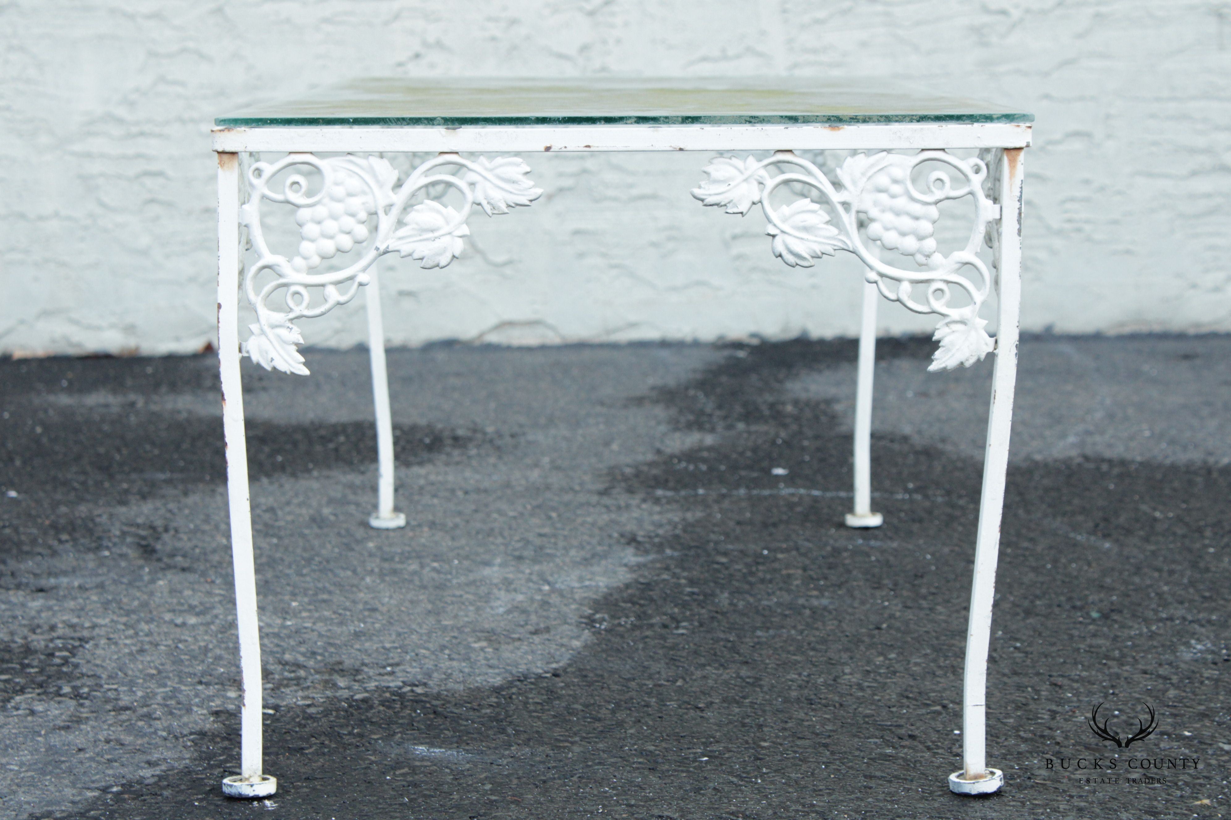 Vintage Glass Top Wrought Iron Garden Cocktail Table