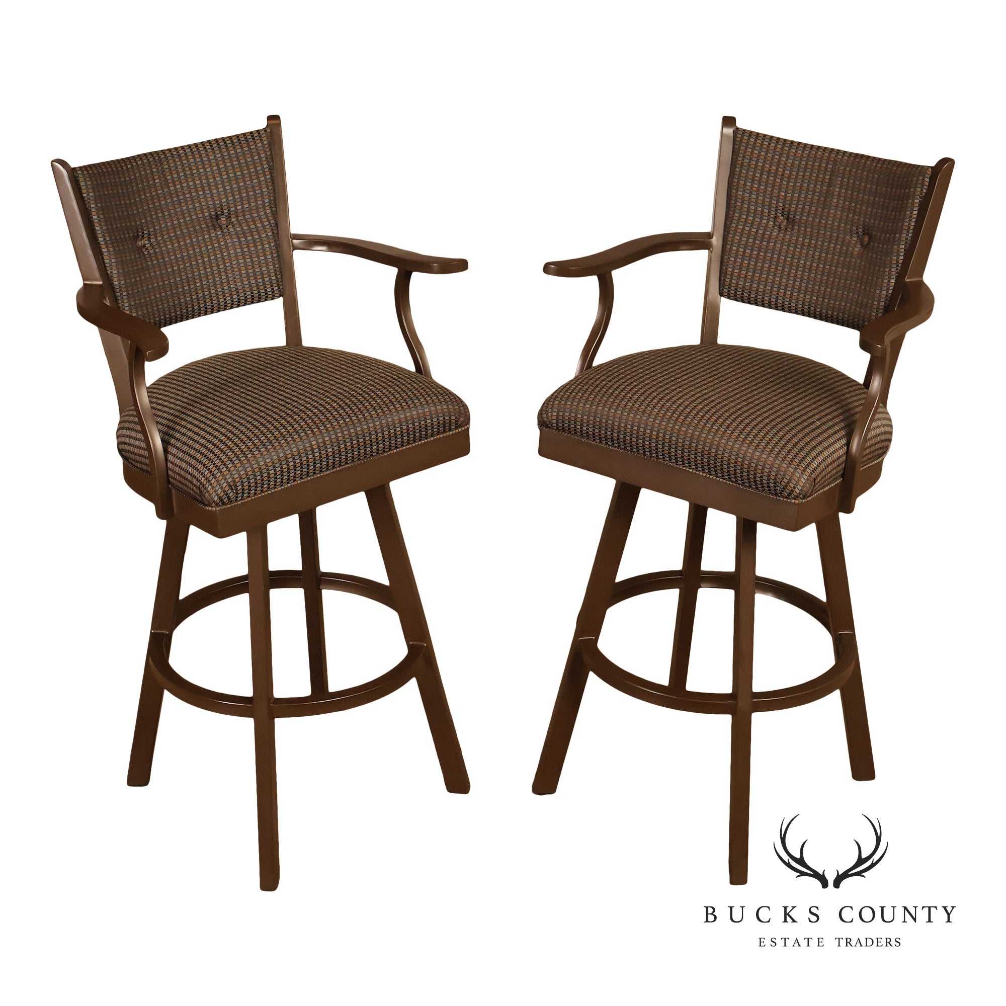 Tempo Industries Pair Of Swivel Bar Stools With Arms