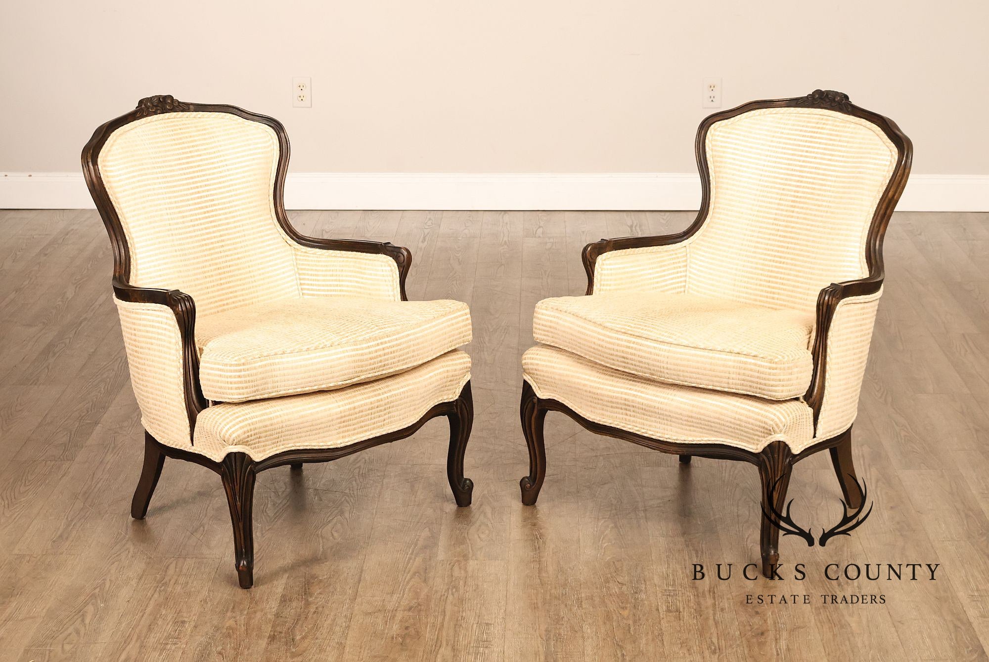 French Louis XV Style Pair Of Bergere Chairs