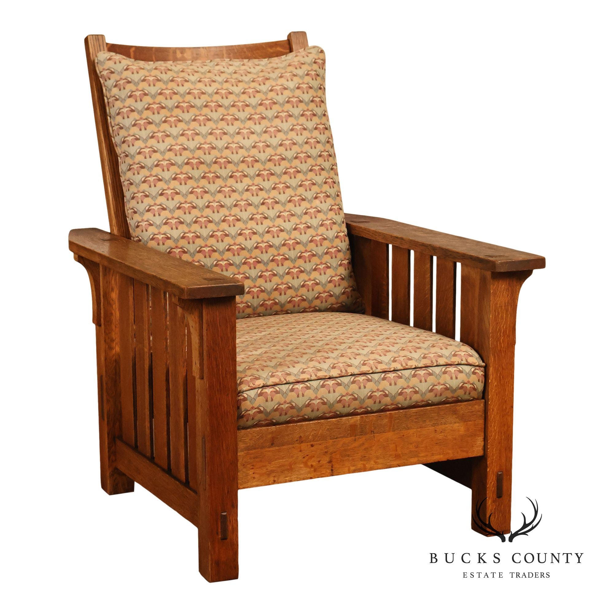 Antique L. & J.G. Stickley No. 497 Arts And Crafts Mission Oak Morris Chair