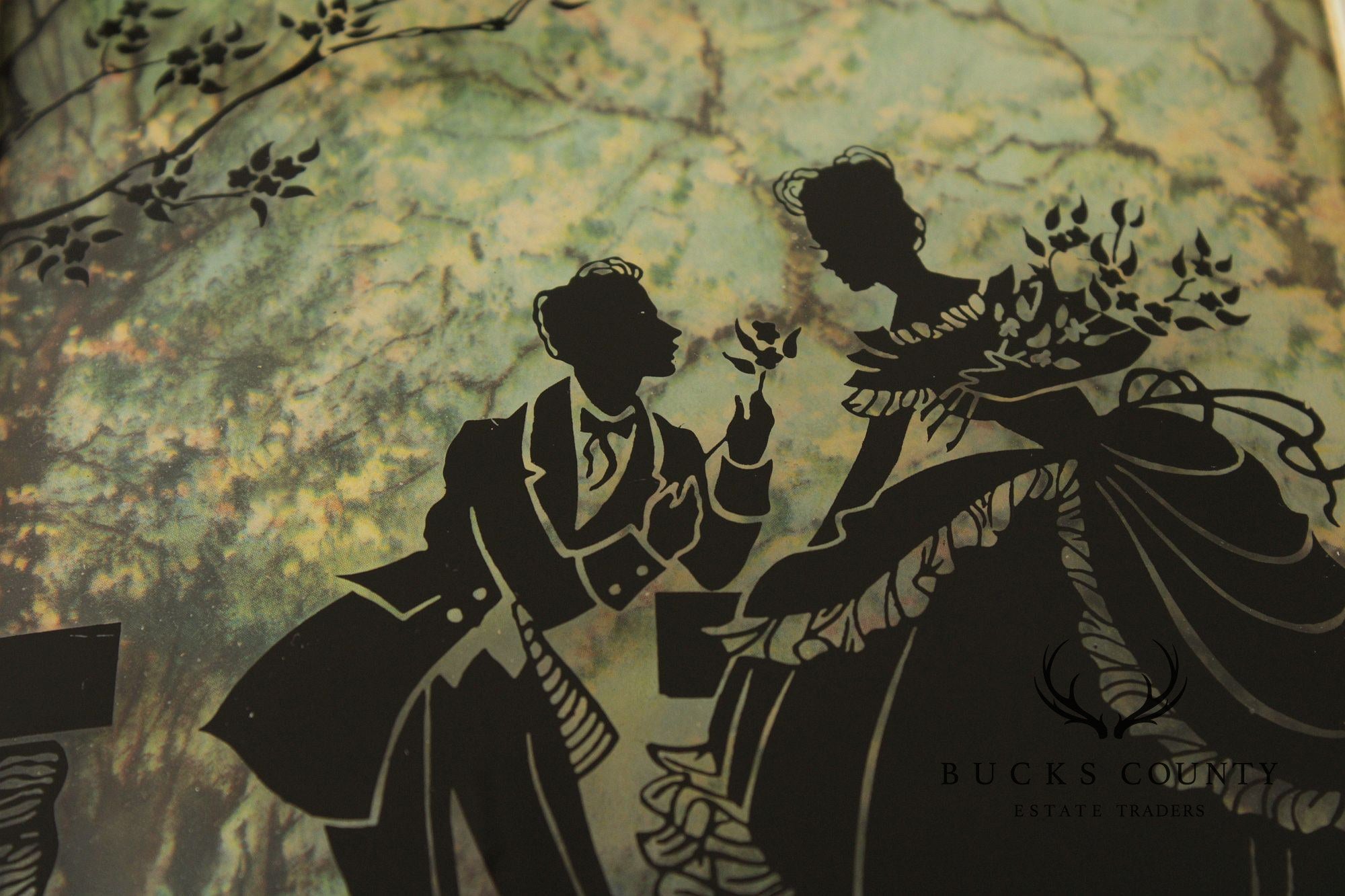 Vintage Pair of Reverse Painted Courtship Silhouettes