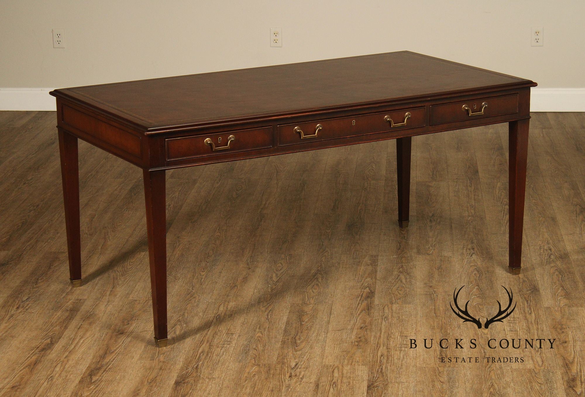 Regency Style Vintage Leather Top Mahogany Writing Desk