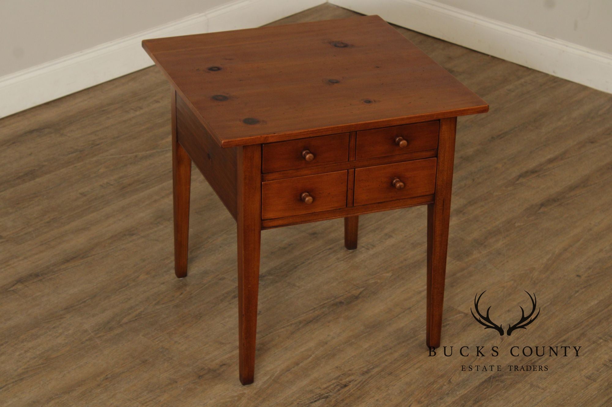 William Draper Custom Pair Of Pine Two Drawer Side Tables
