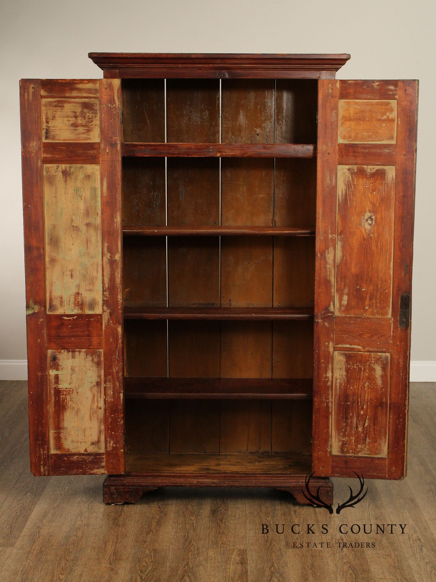 Antique Pine Two-Door Pantry or Storage Cupboard