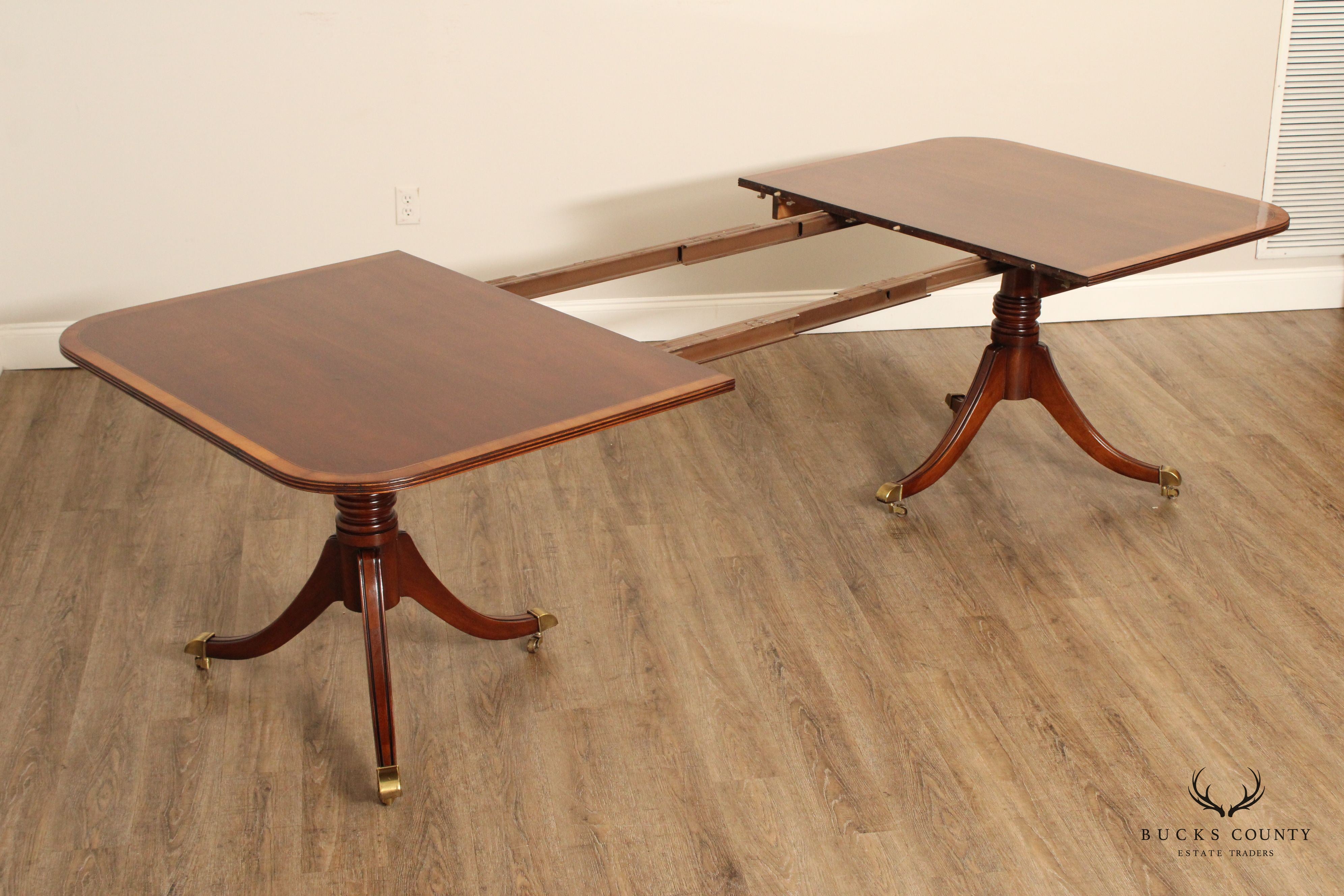 English Regency Style Mahogany Expandable Pedestal Dining Table