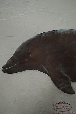 Hammered Copper Weathered Dolphin Wall Sculpture