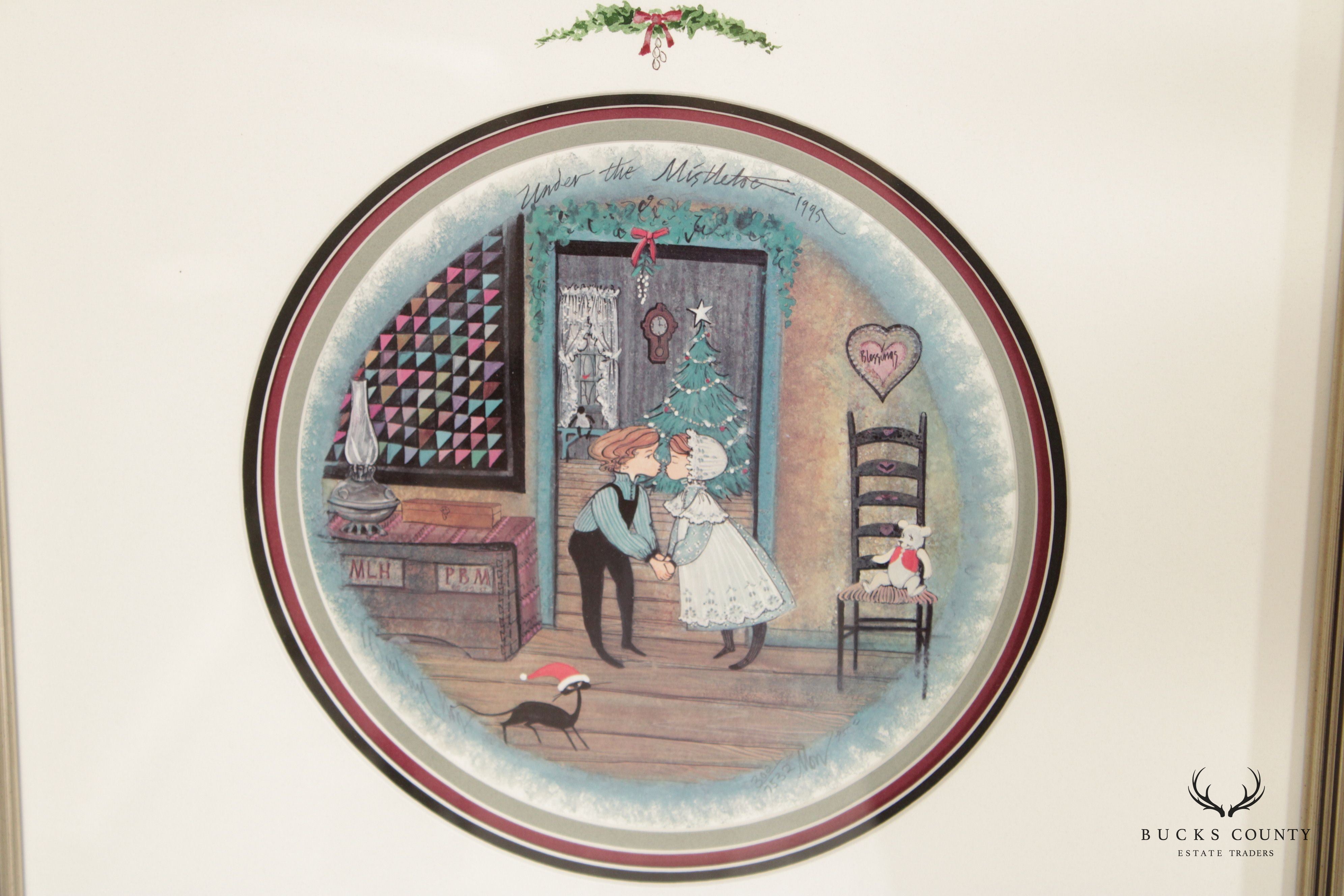Pat Buckley Moss 'Under the Mistletoe' OffSet Lithograph