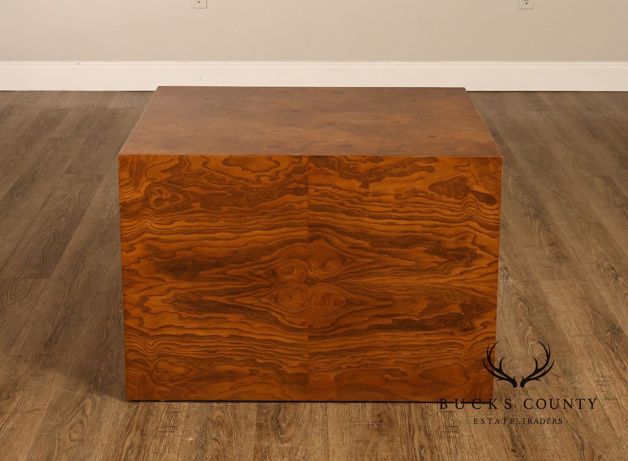 Thayer Coggin Milo Baughman Mid Century Modern Burl Wood Cube Side Table