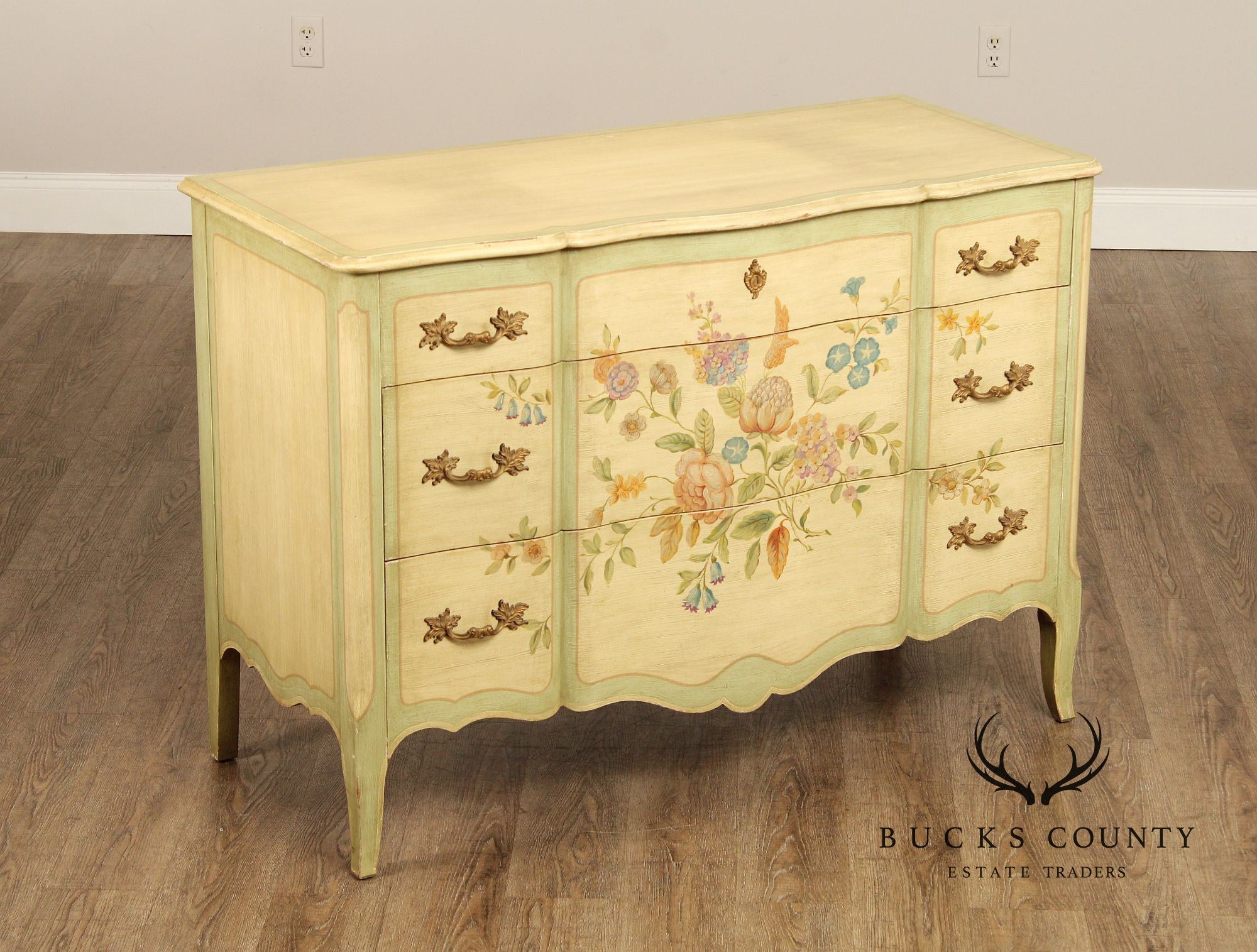 John Widdicomb Vintage French Provincial Style Painted Chest of Drawers