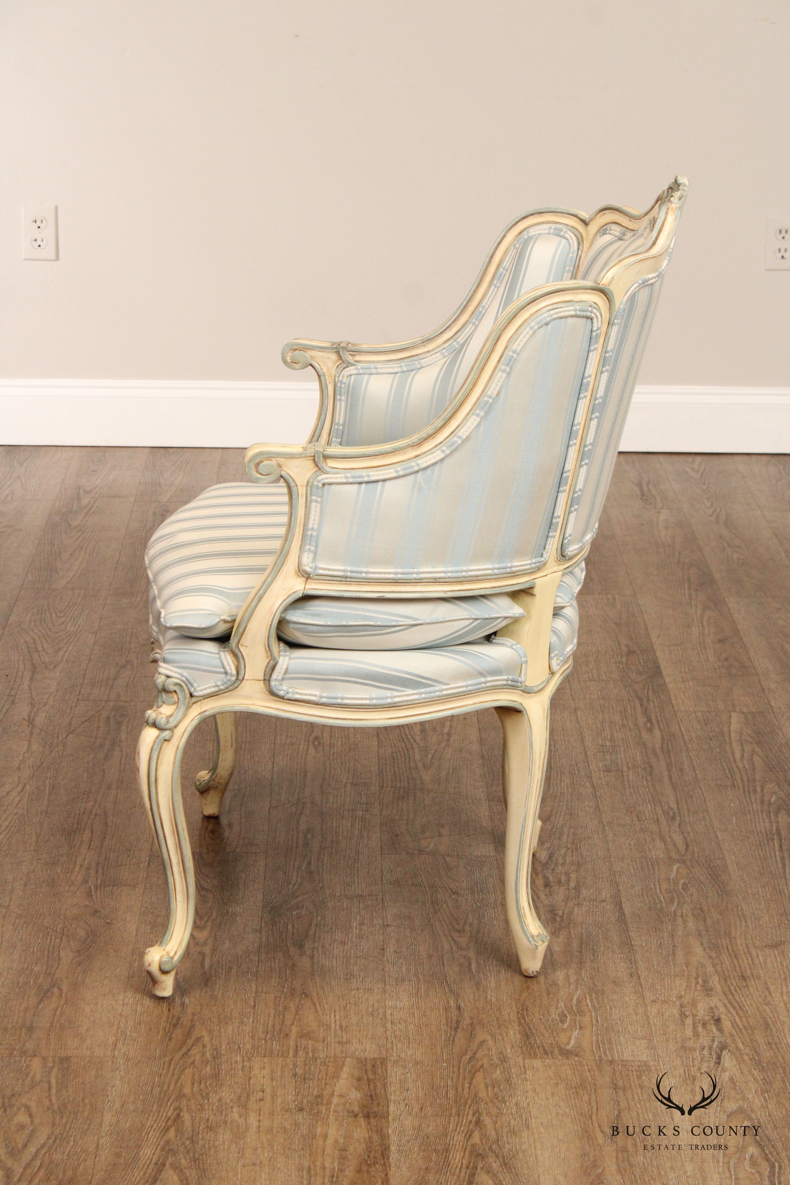 Karges French Provincial Style Painted Bergere Armchair