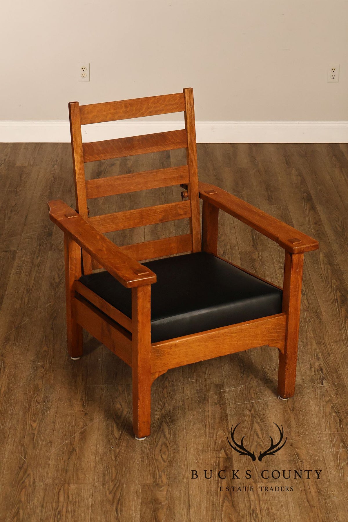 Antique Stickley Brothers Mission Oak Adjustable Morris Chair