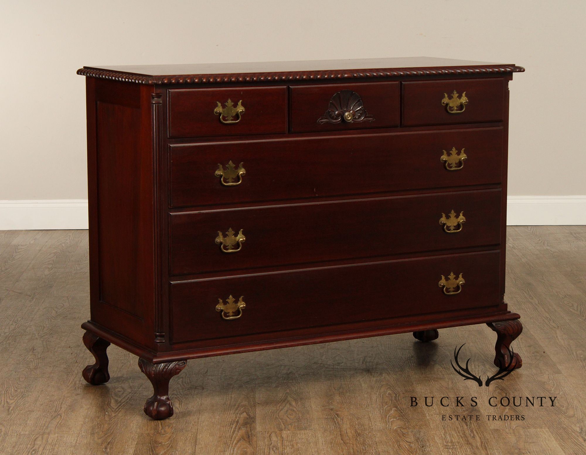 Chippendale Style Antique Bench Made Mahogany Chest of Drawers