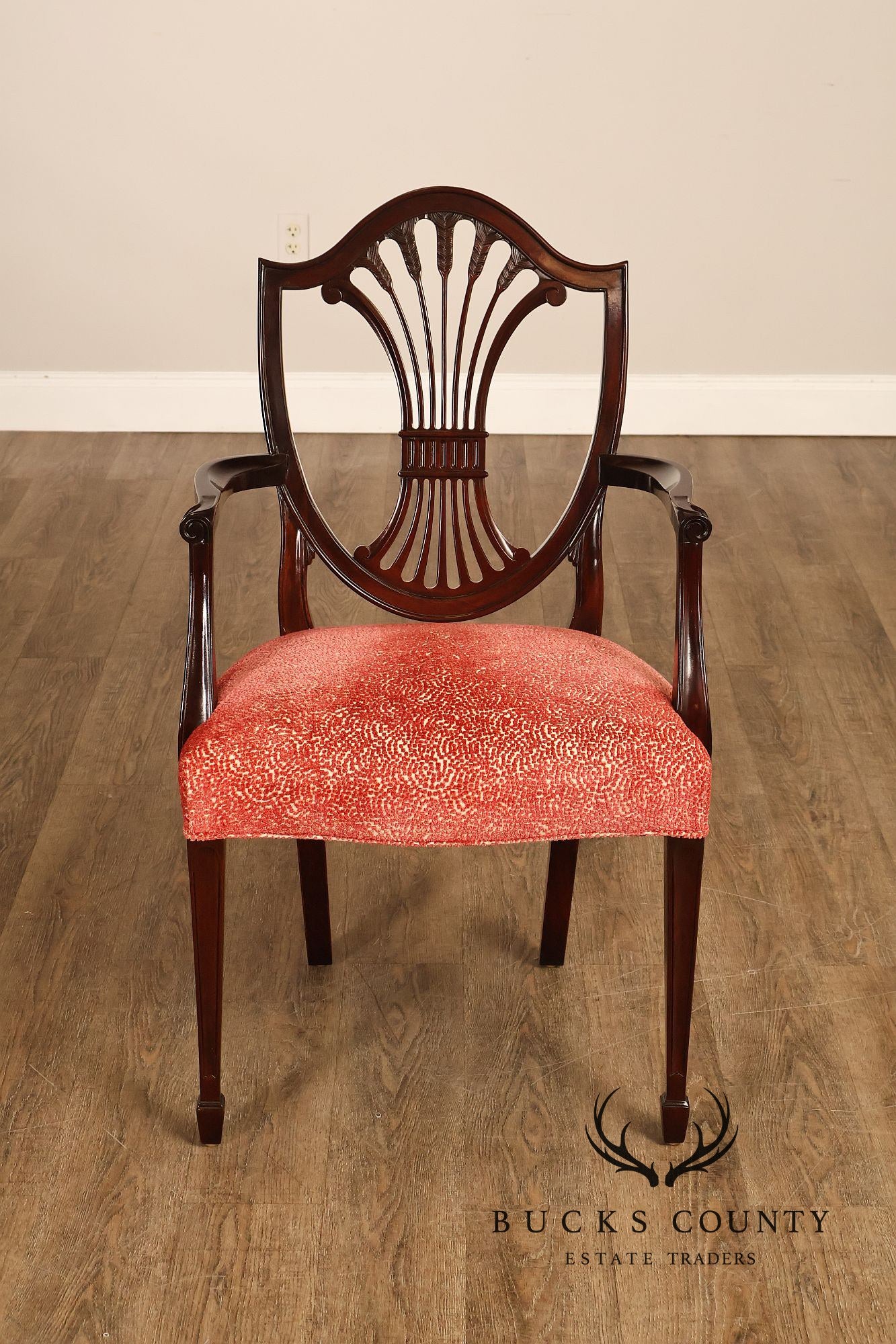 Stickley Federal Mahogany Set Of Eight Shield Back Dining Chairs