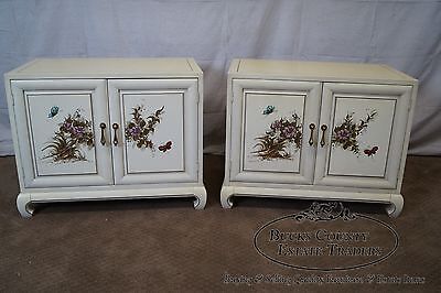 Quality Pair of Hand Painted Asian Style Nightstands