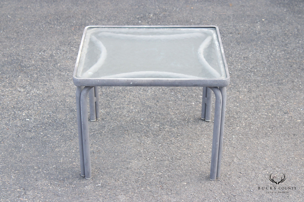 Brown Jordan Glass Top Aluminum Outdoor Side Table