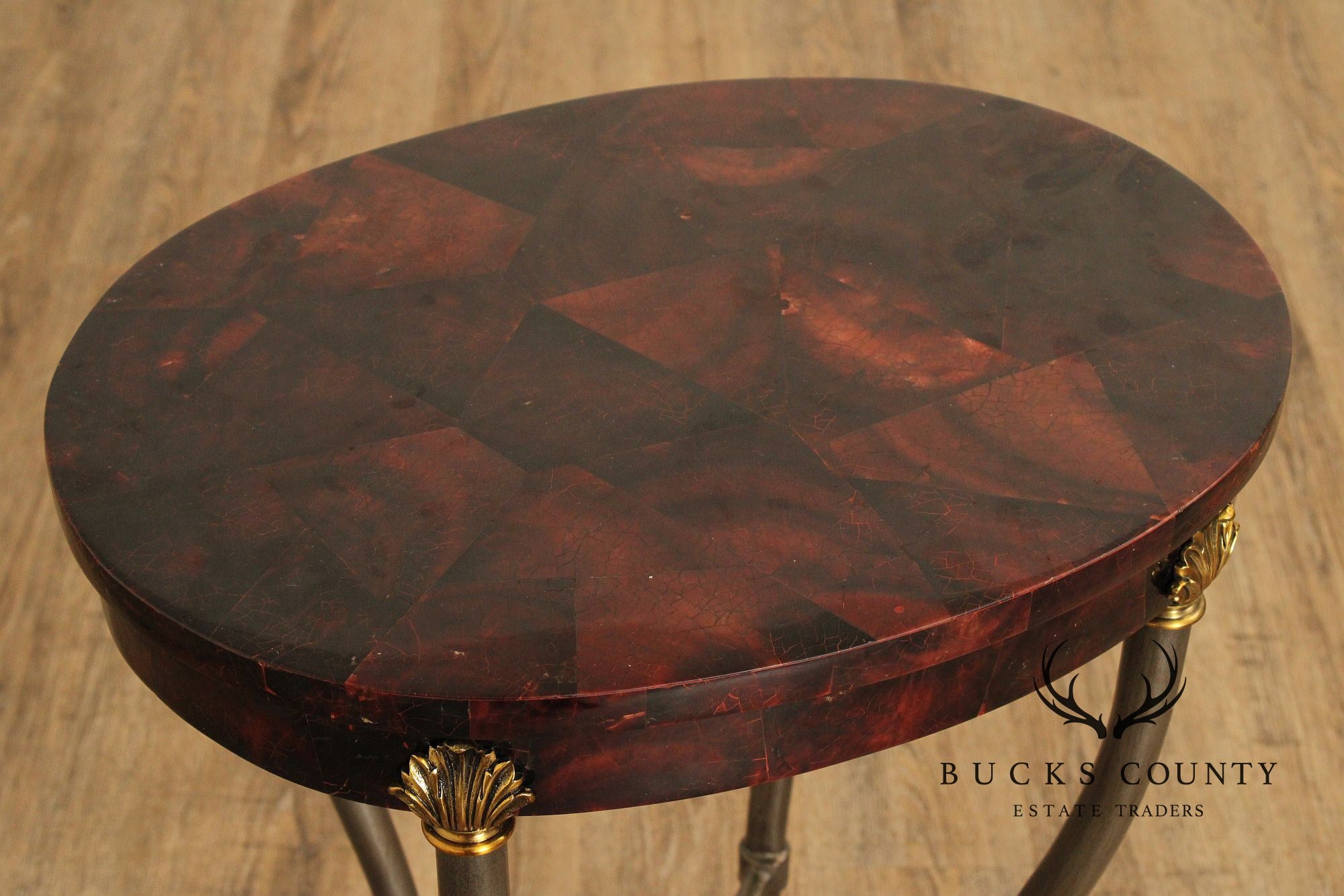 Ethan Allen Hollywood Regency Style Oval Top Side Table