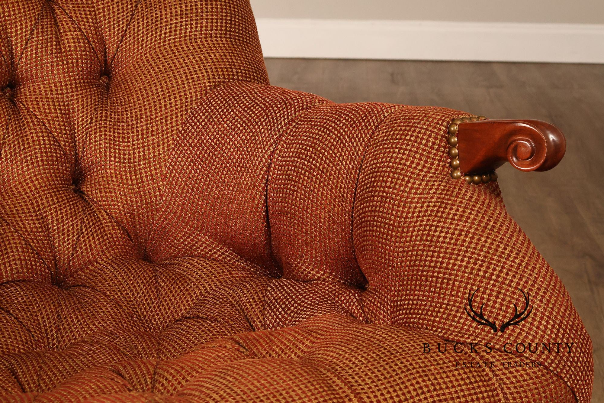 Stickley Leopold Wingback Upholstered Tufted Chair And Ottoman