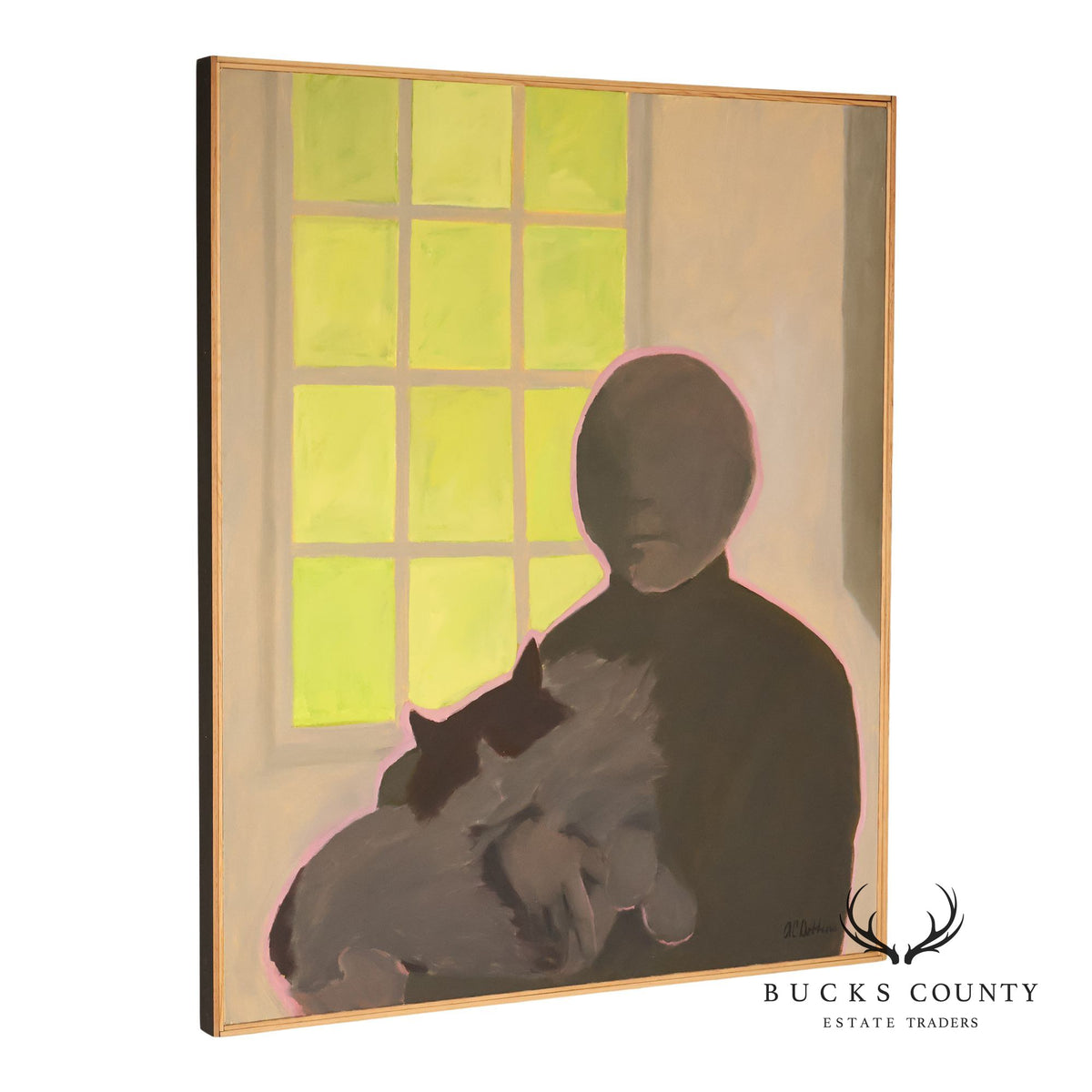 Anne Cooper Dobbins Oil Painting, Figure with Cat