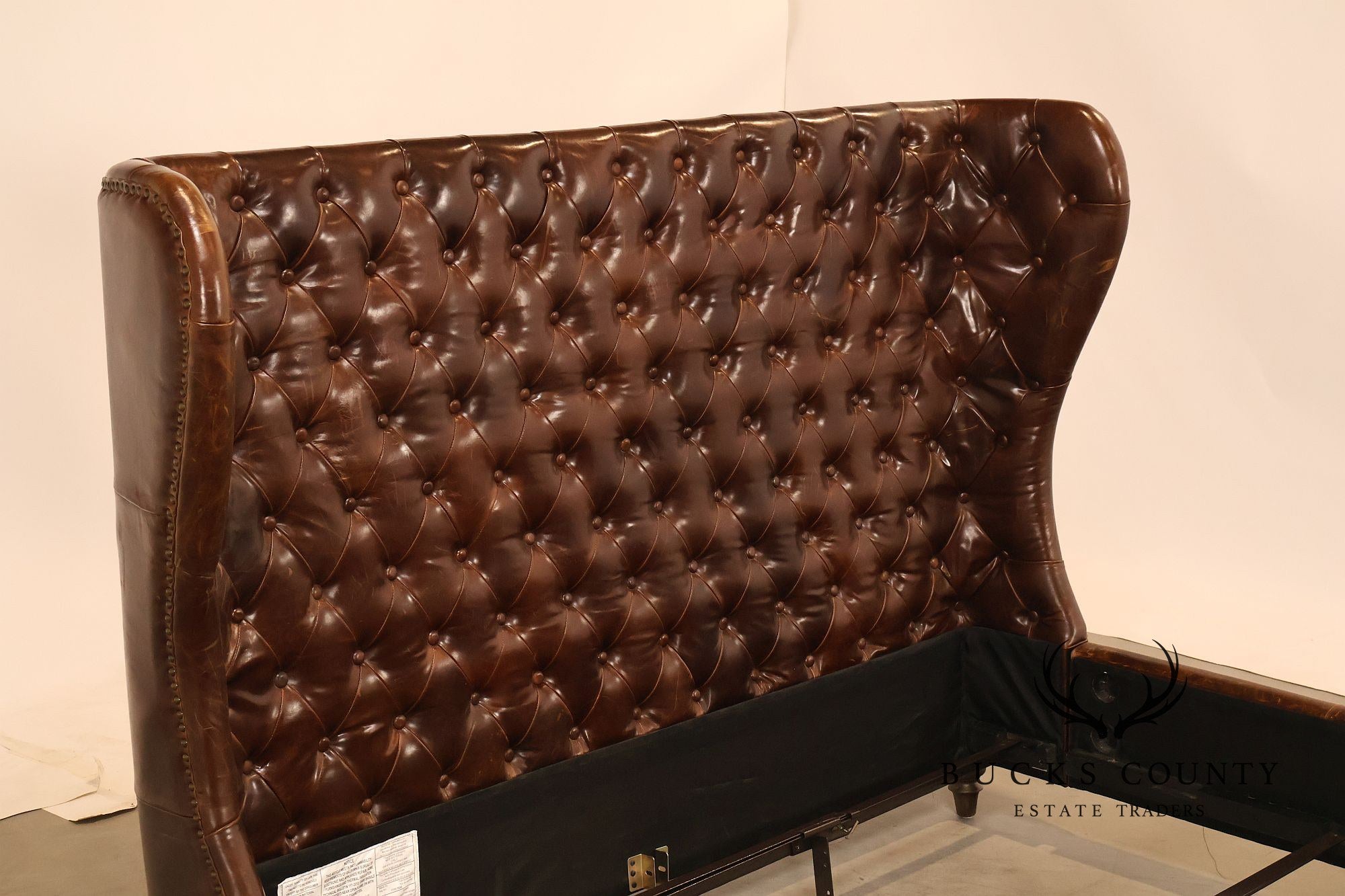 Restoration Hardware 'Churchill' Tufted Leather Queen Bed