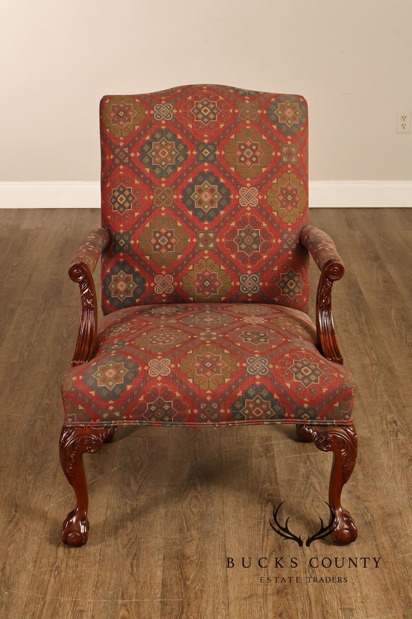 Henredon Chippendale Style Mahogany Library Armchair