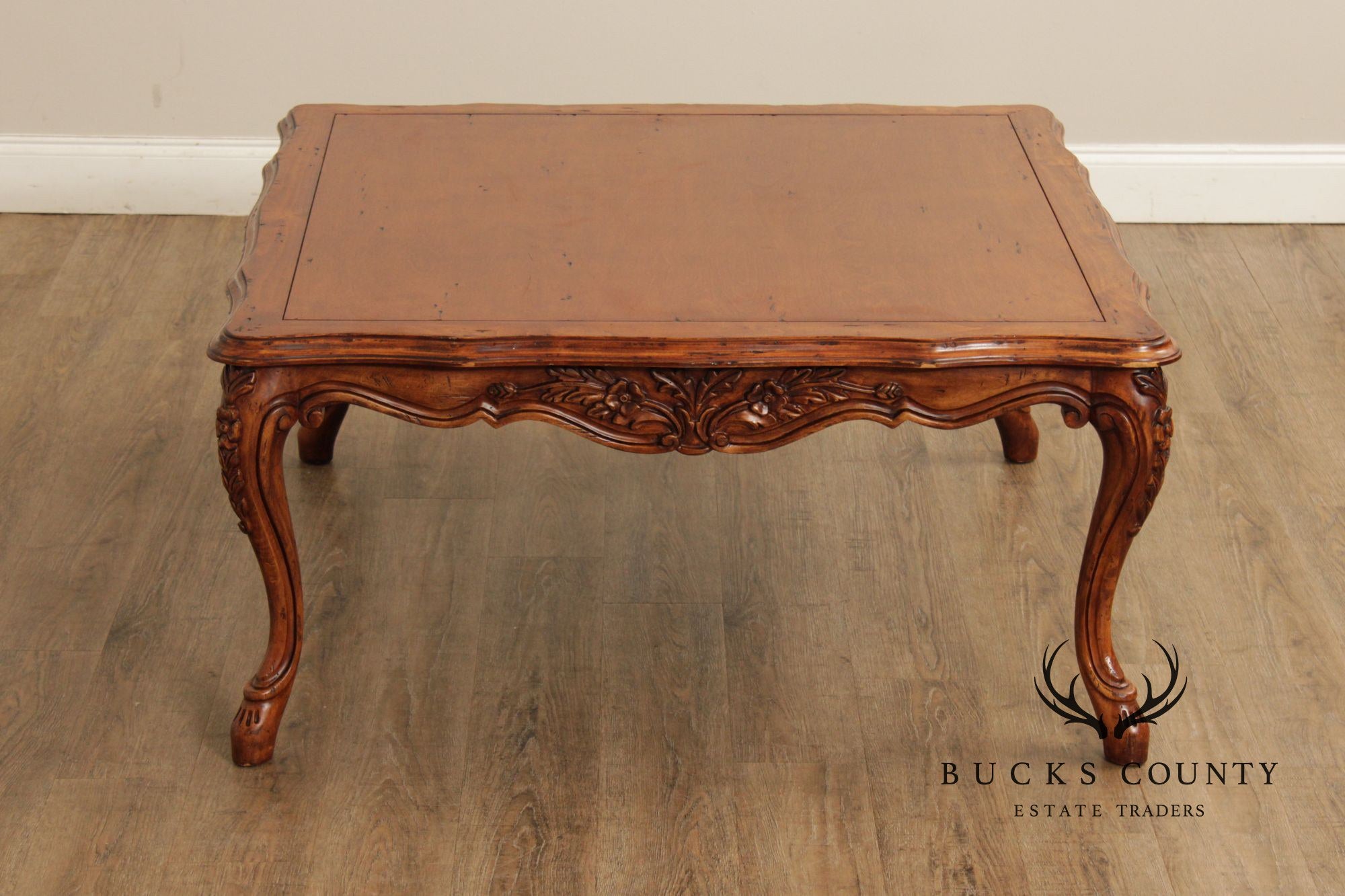 French Country Style  Square Carved Coffee Table