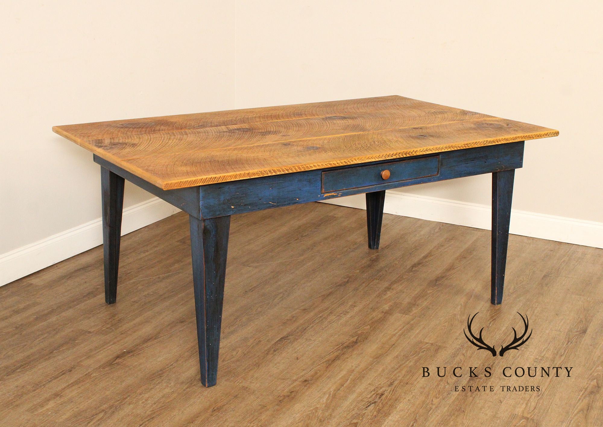 Custom Crafted Farmhouse Painted Pine Work Dining Table