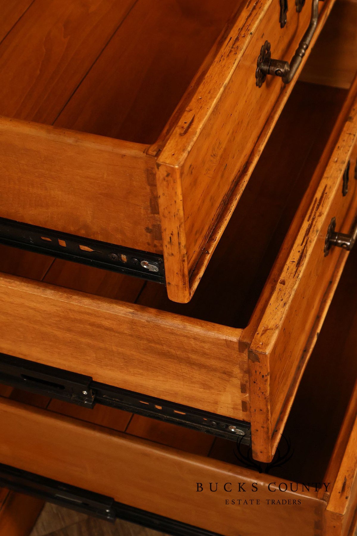 Guy Chaddock Large Rustic Pine Library Bookcase Breakfront With Glazed Doors And Drawers