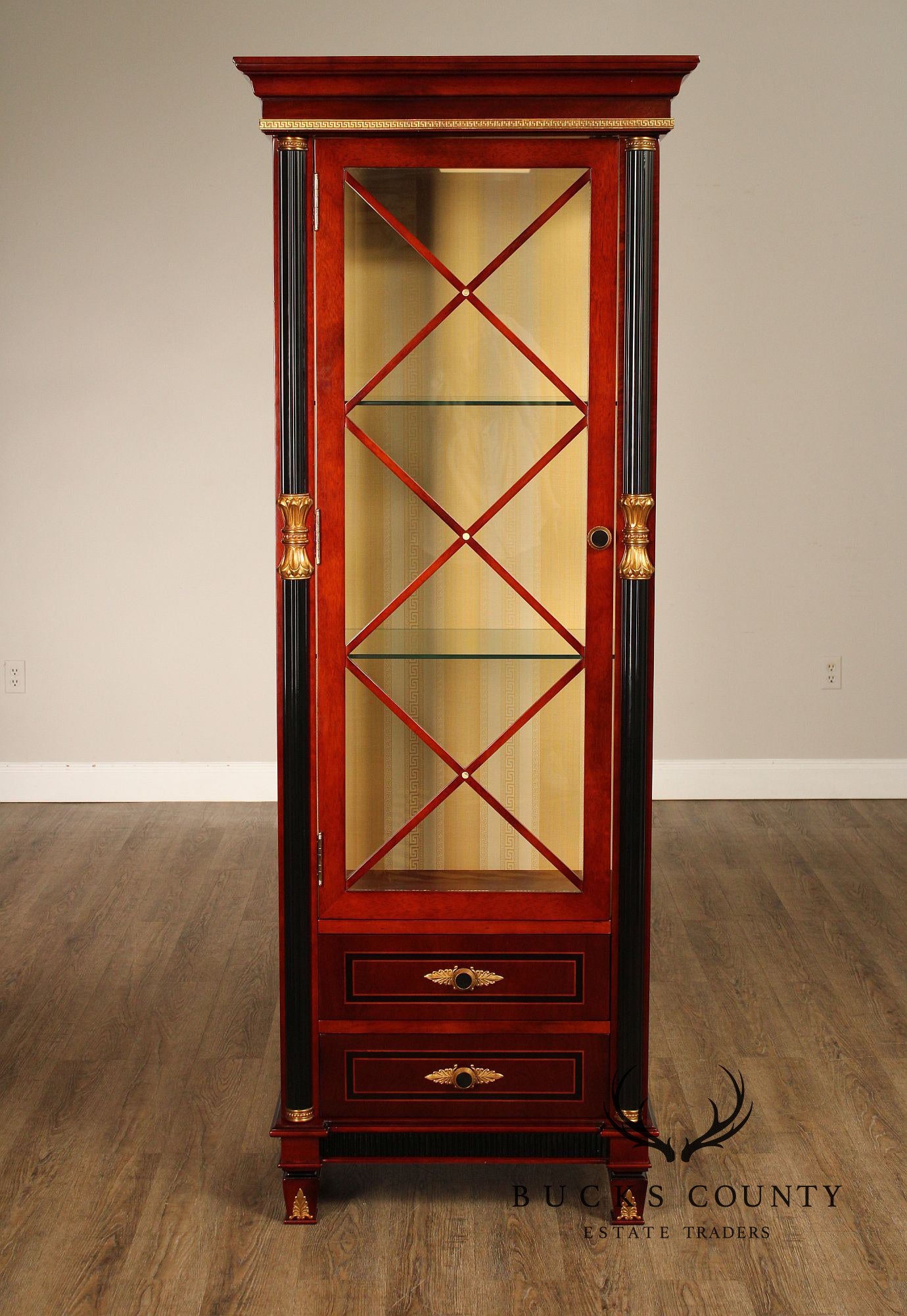 Regency Style Mahogany And Ebonized Pair Of Display Cabinets By Infinity Gigasso