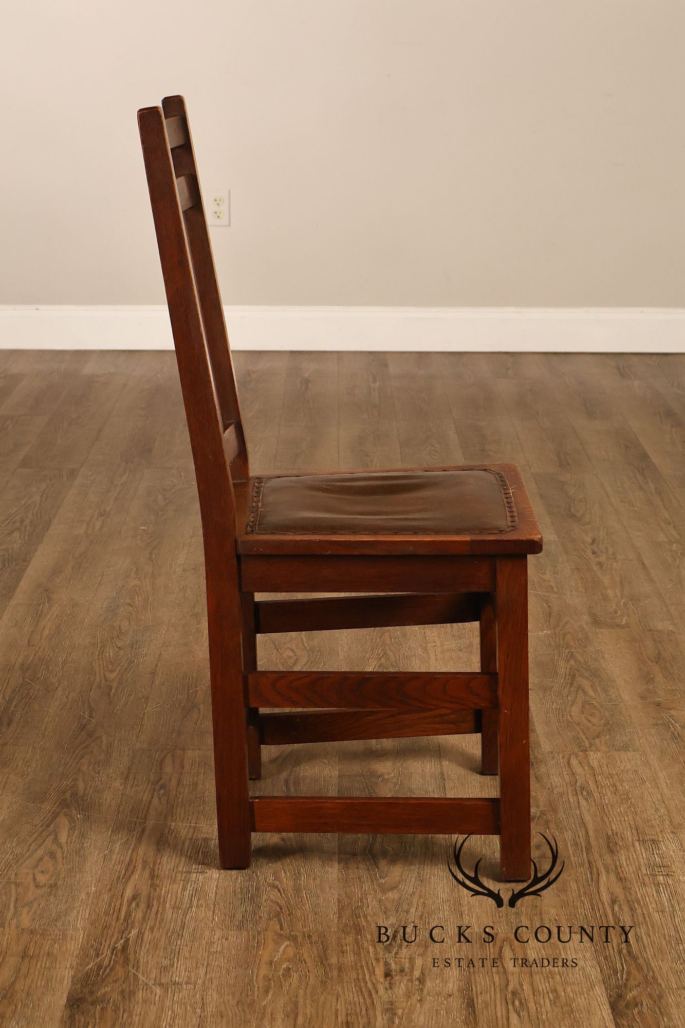 Antique Limbert Set Of 6 Arts & Crafts Oak Dining Chairs
