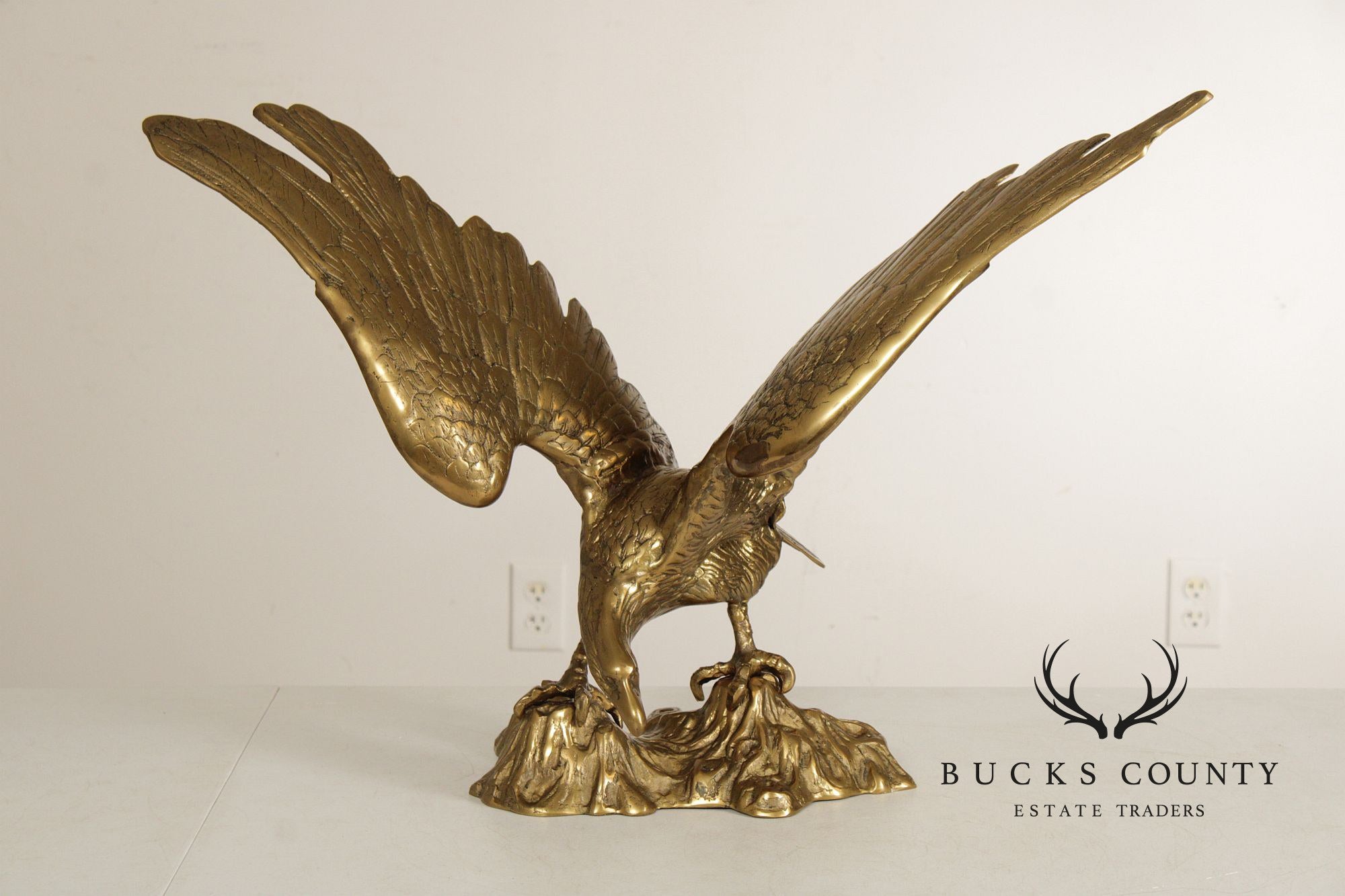 Large Vintage Brass Eagle Statue