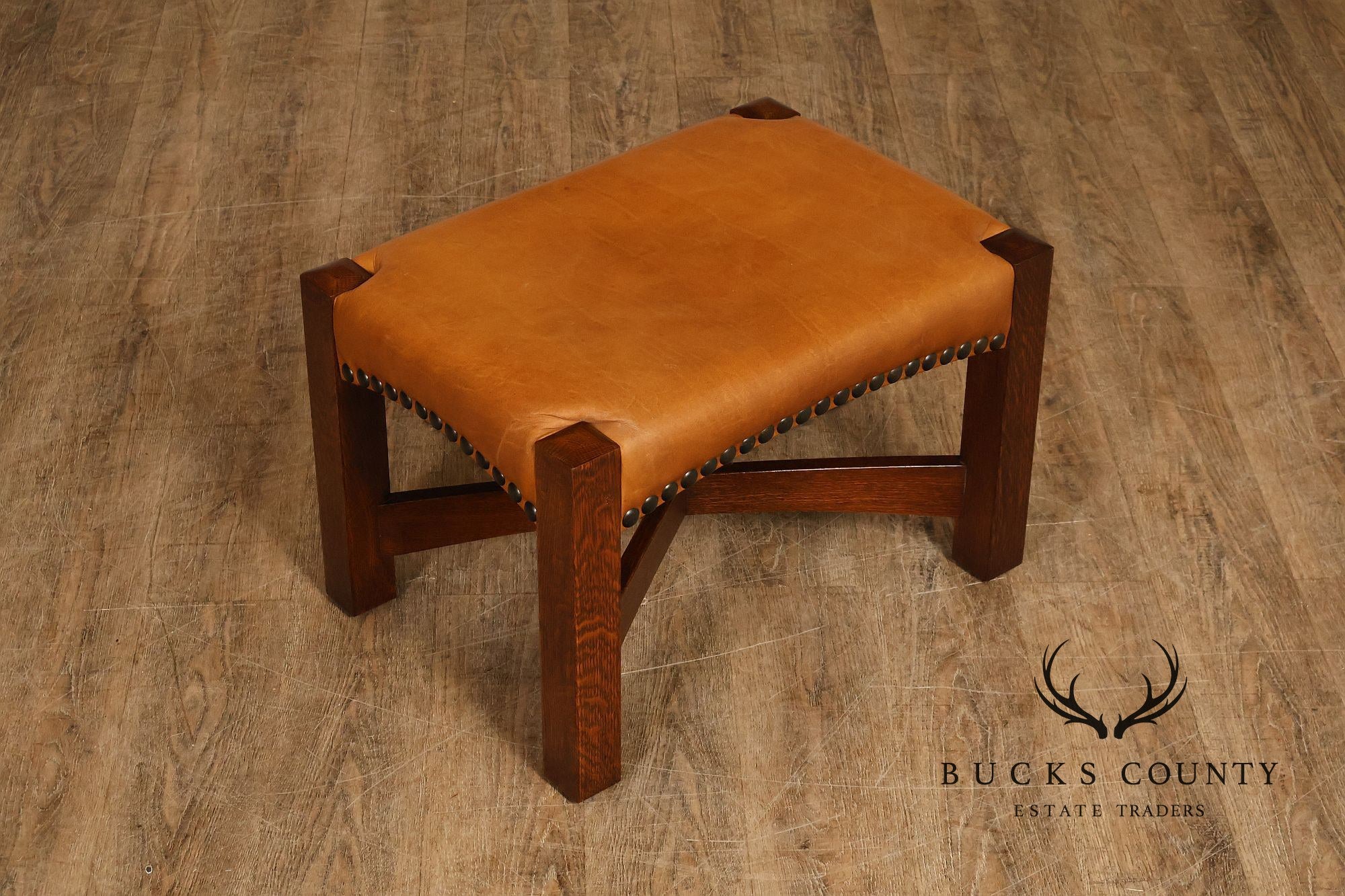 Stickley Mission Collection Oak and Leather Eastwood Footstool