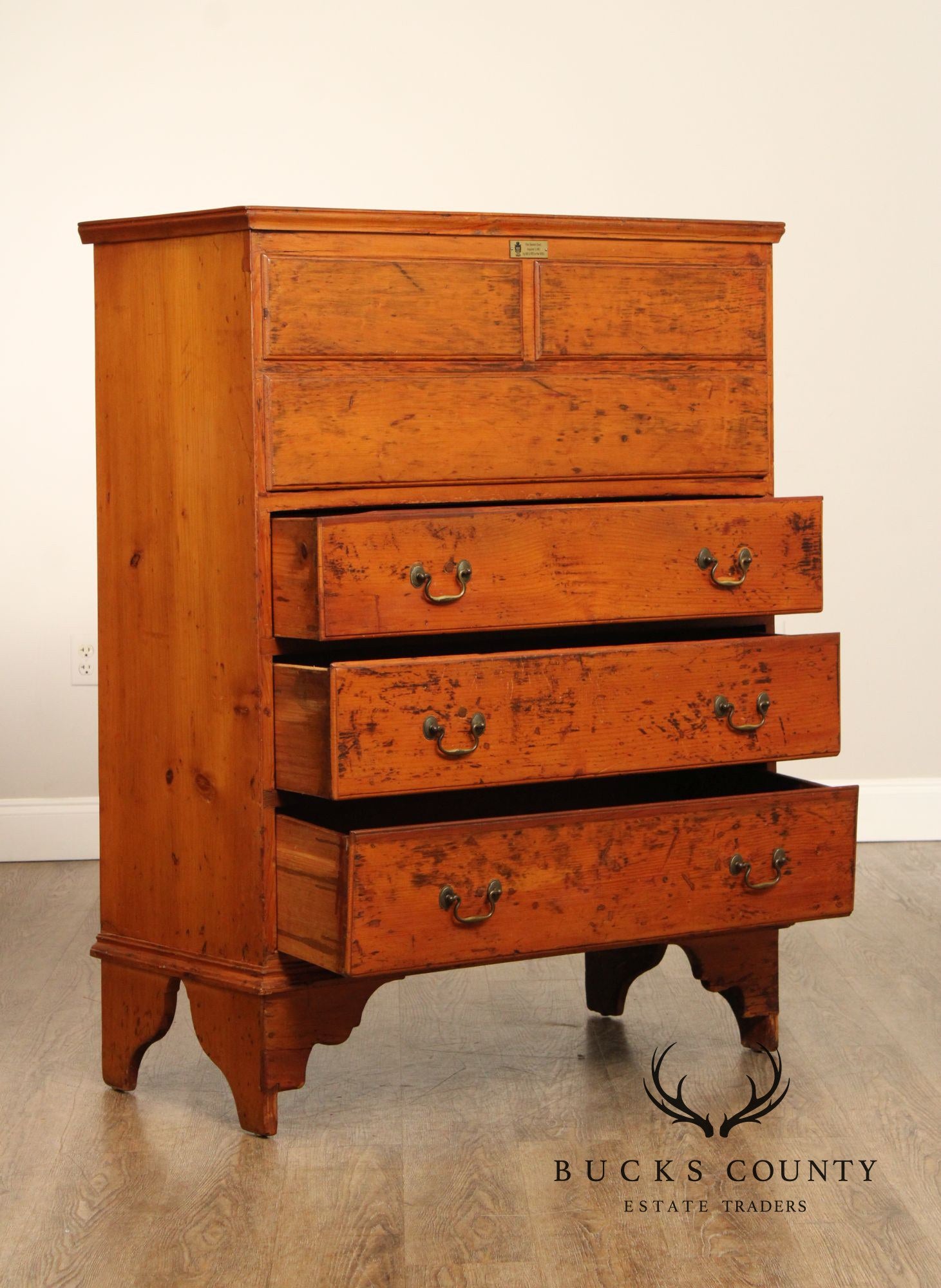 Antique Early American Pine Mule Chest