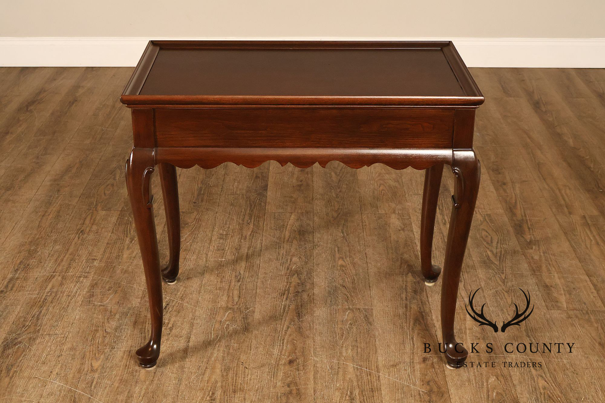 Ethan Allen Georgian Court Cherry Queen Anne Side Table With Pull-Out Slides