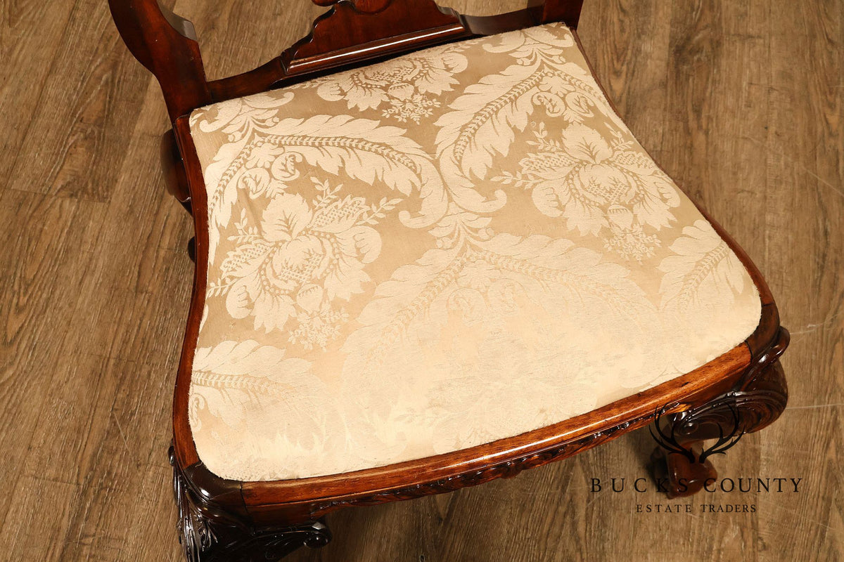 Chippendale Style Set Of 8 Mahogany Carved Claw Foot Dining Chairs