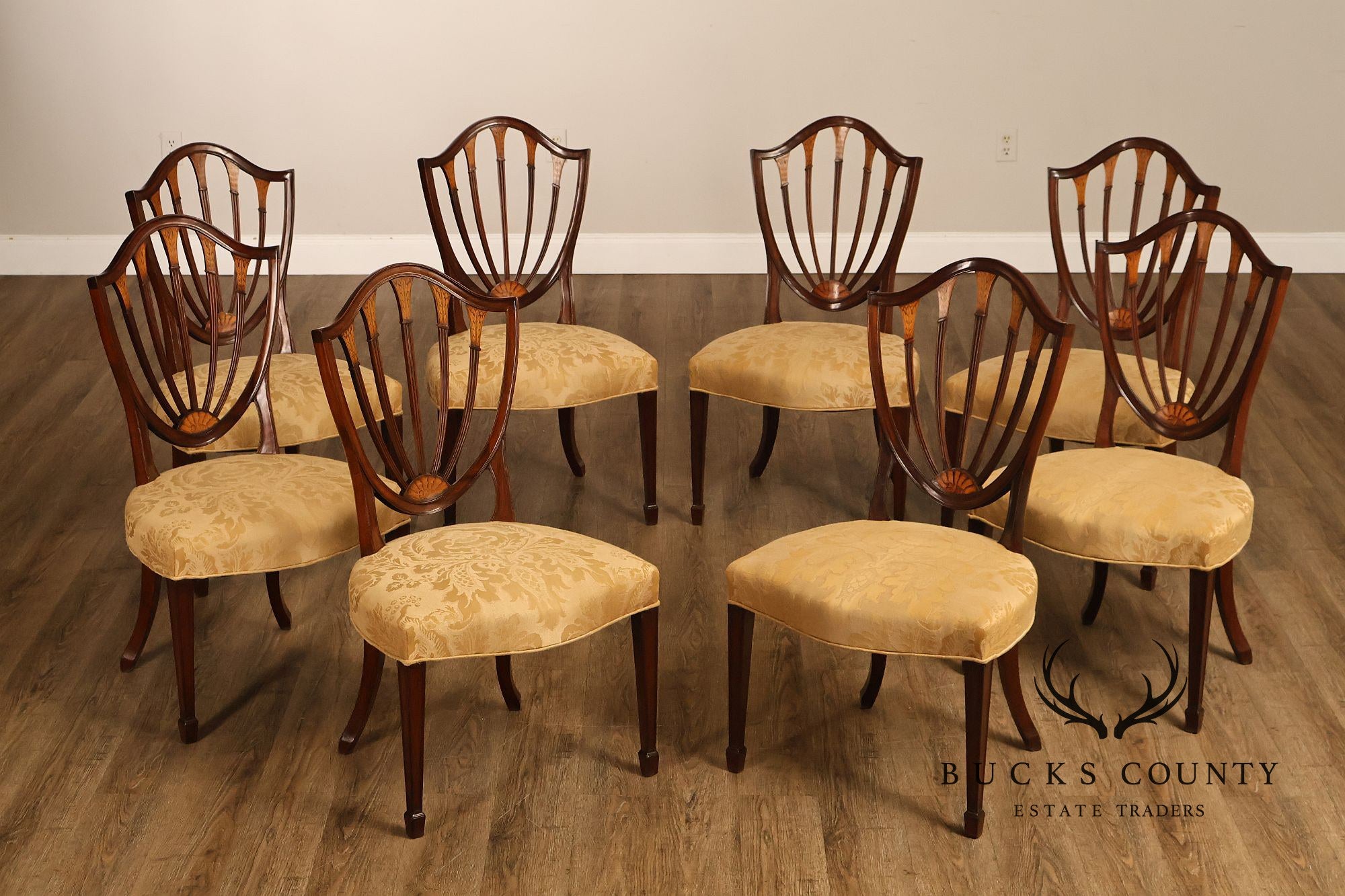 Antique Hepplewhite Style Set Of 8 Mahogany Dining Chairs