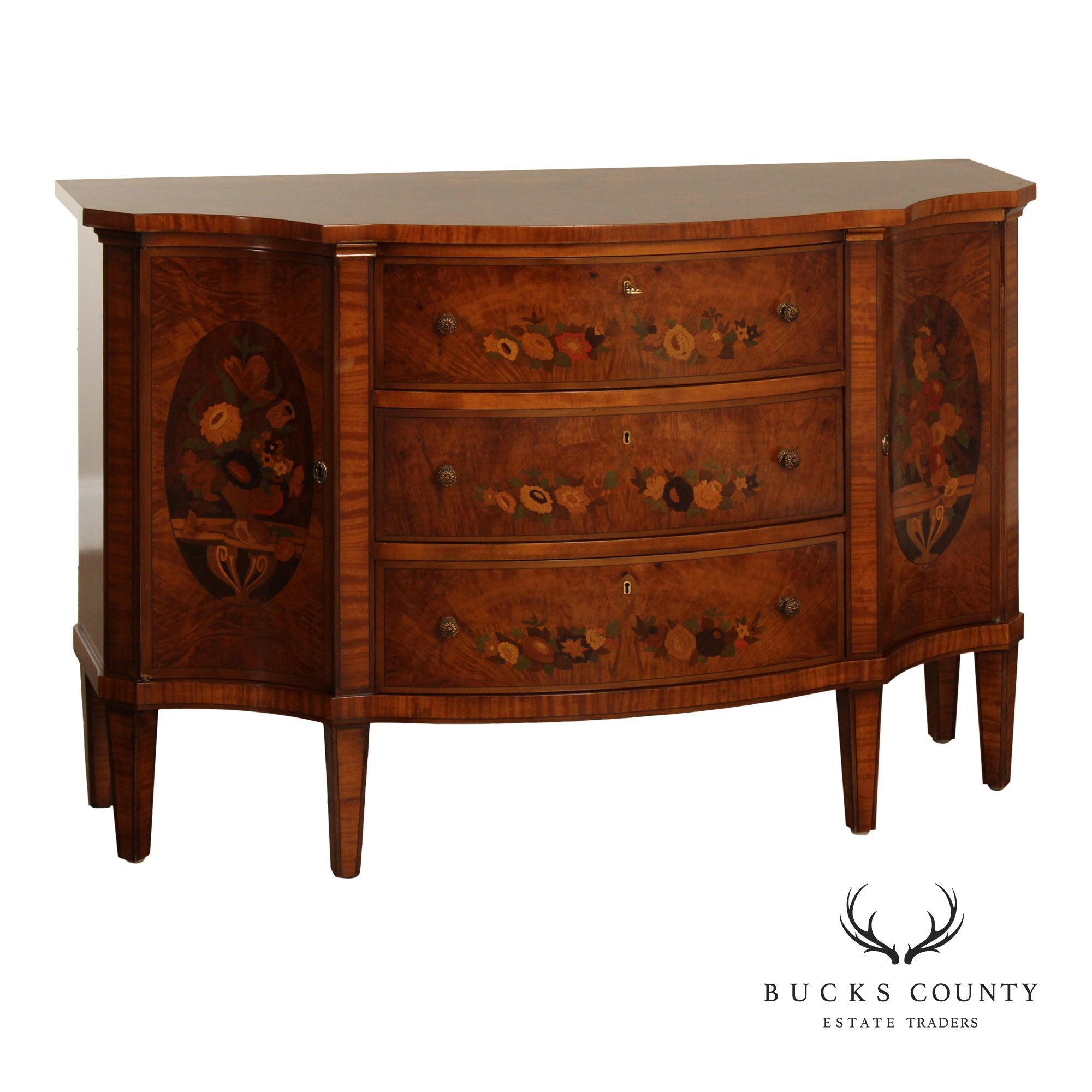 Italian Neoclassical Style Marquetry Inlaid Sideboard Server