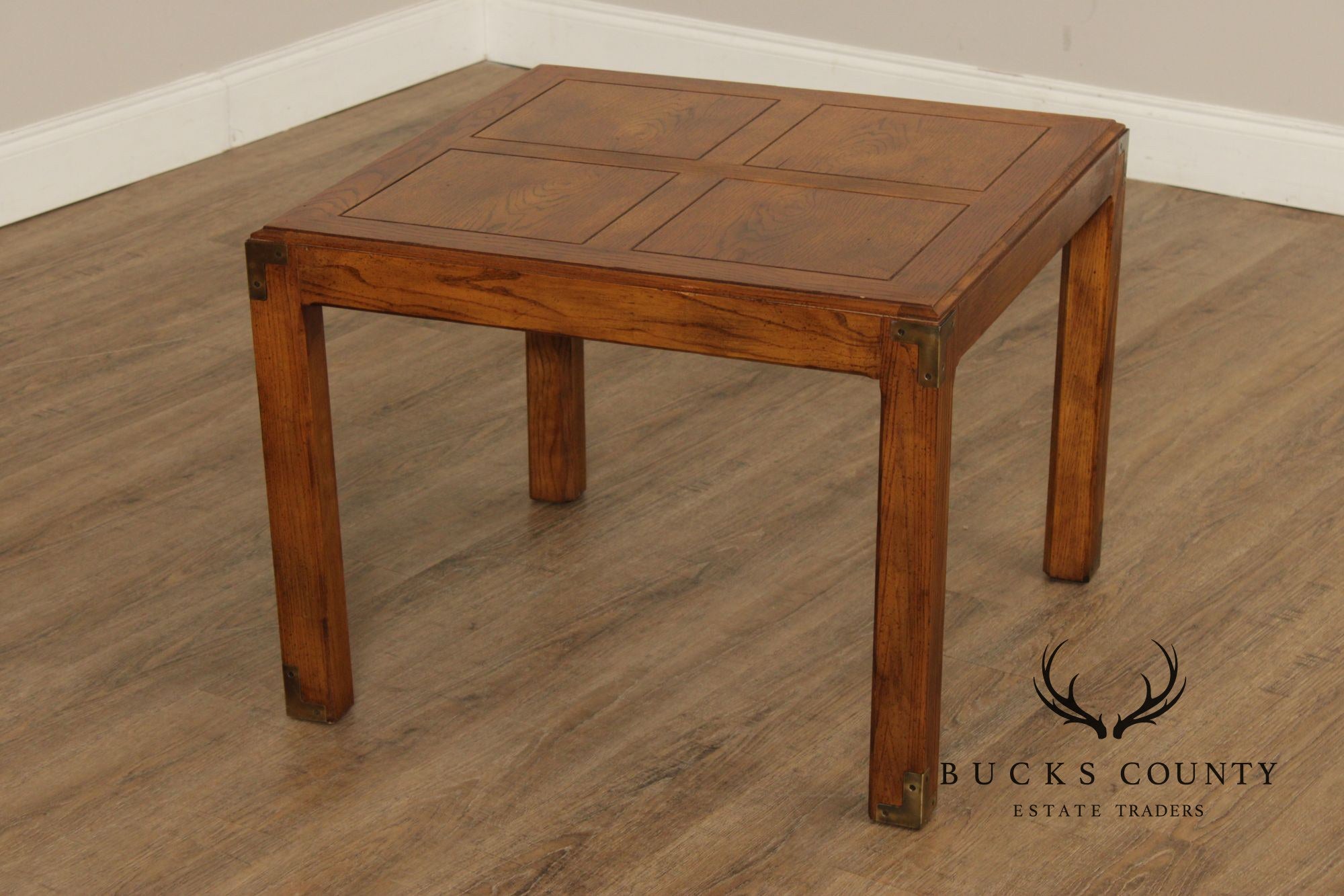 Henredon 'Artefacts' Oak and Brass Campaign End Table