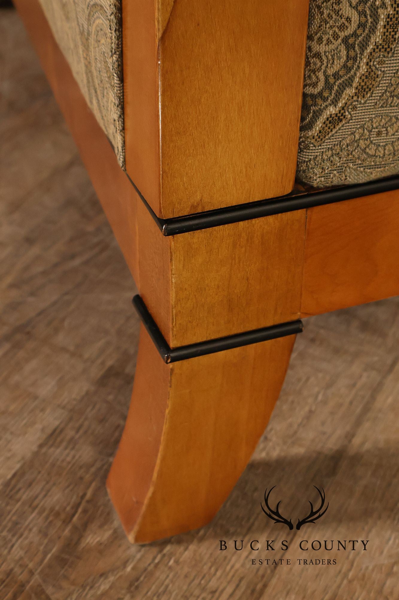 Sherrill Biedermeier Style Upholstered Armchair With Exposed Wood Frame