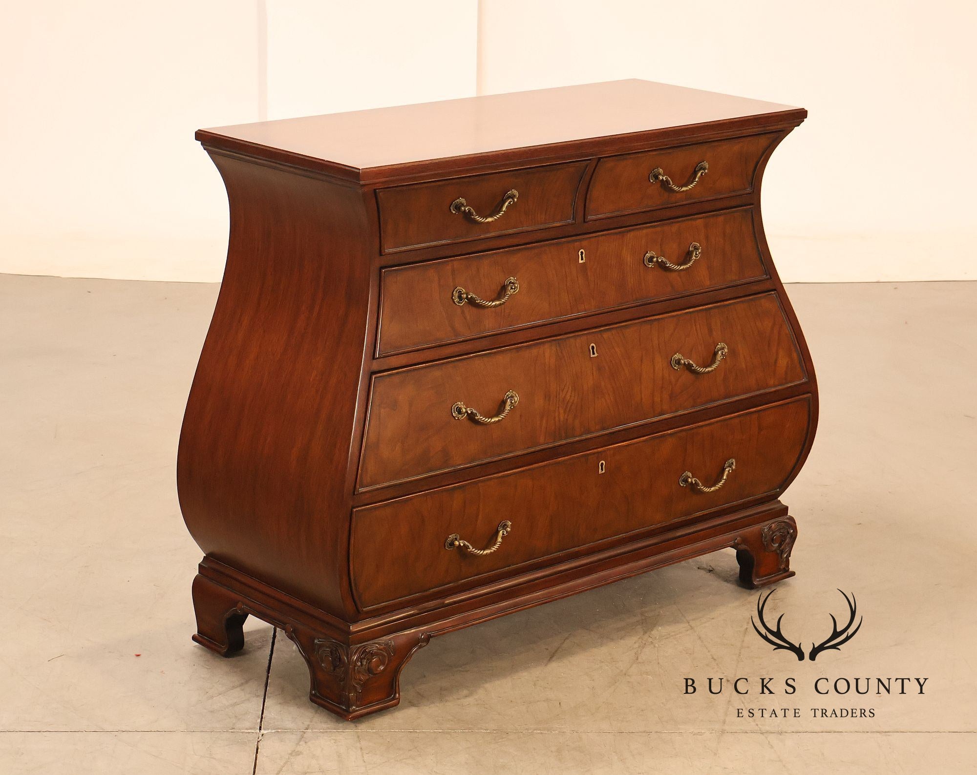 Ethan Allen Townhouse Collection Burlwood Bombe Chest
