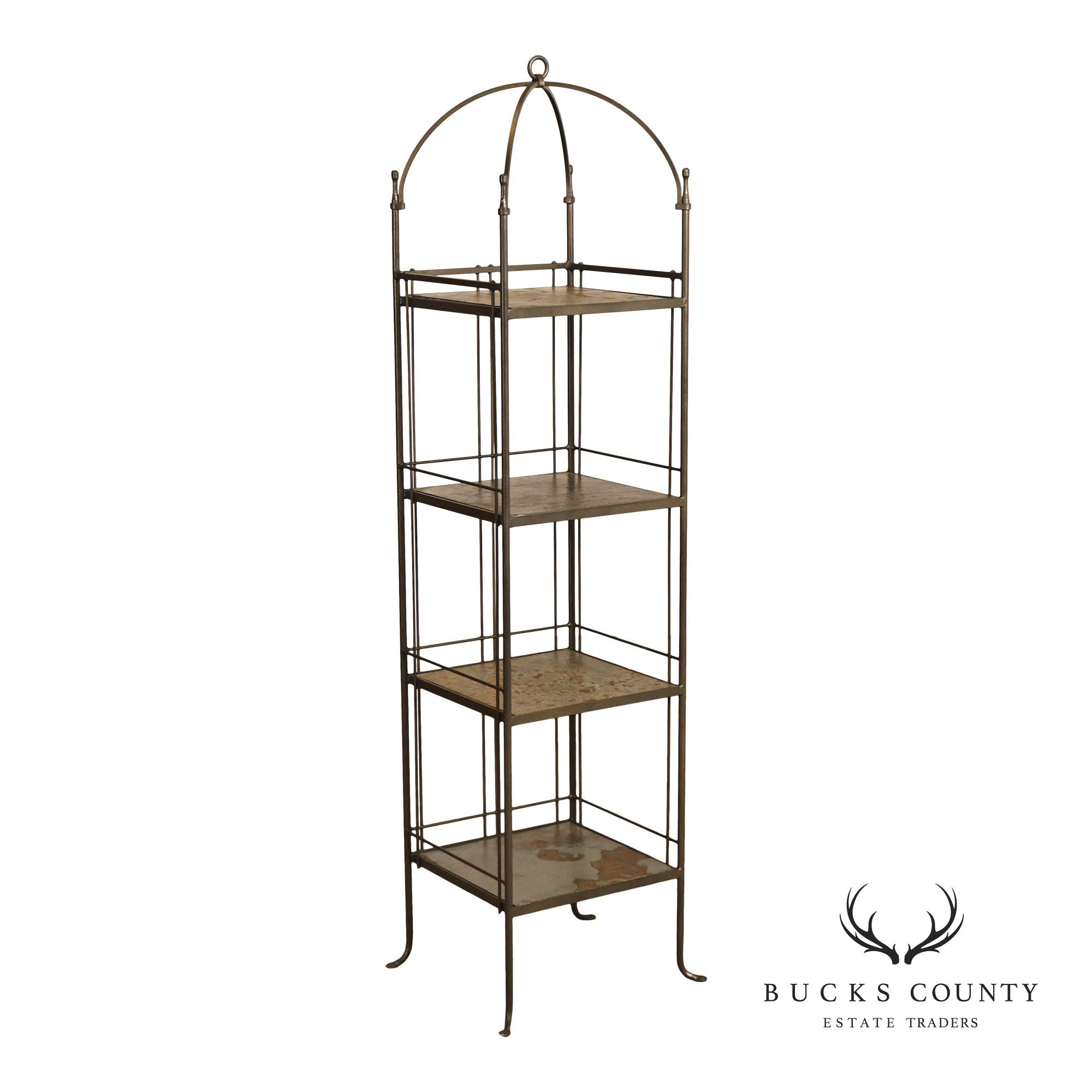 Charleston Forge Iron Etagere Four Tier Baker's Rack With Slate Shelves