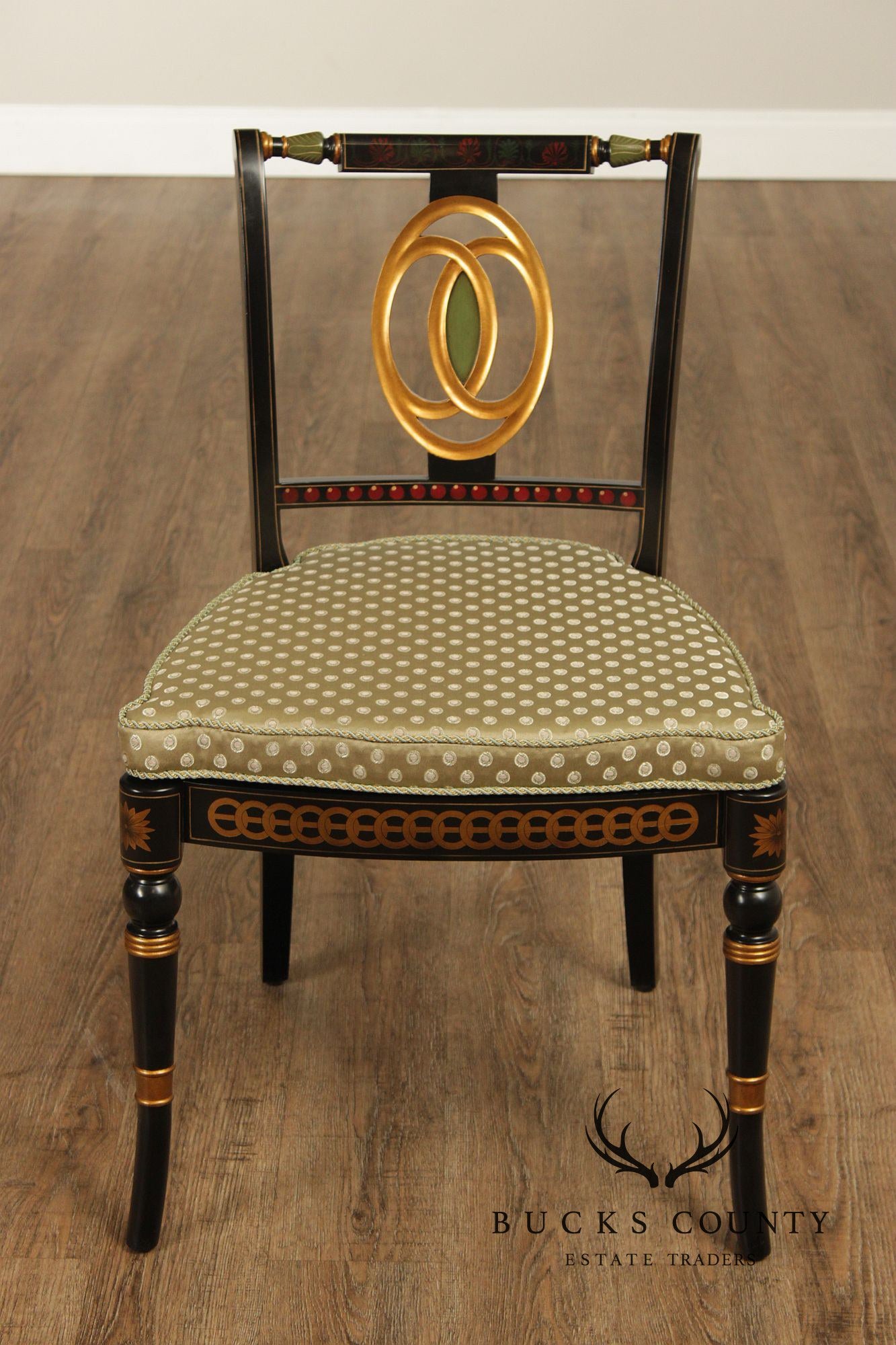 Theodore Alexander Regency Style Set Of Eight Painted And Gilt Dining Chairs