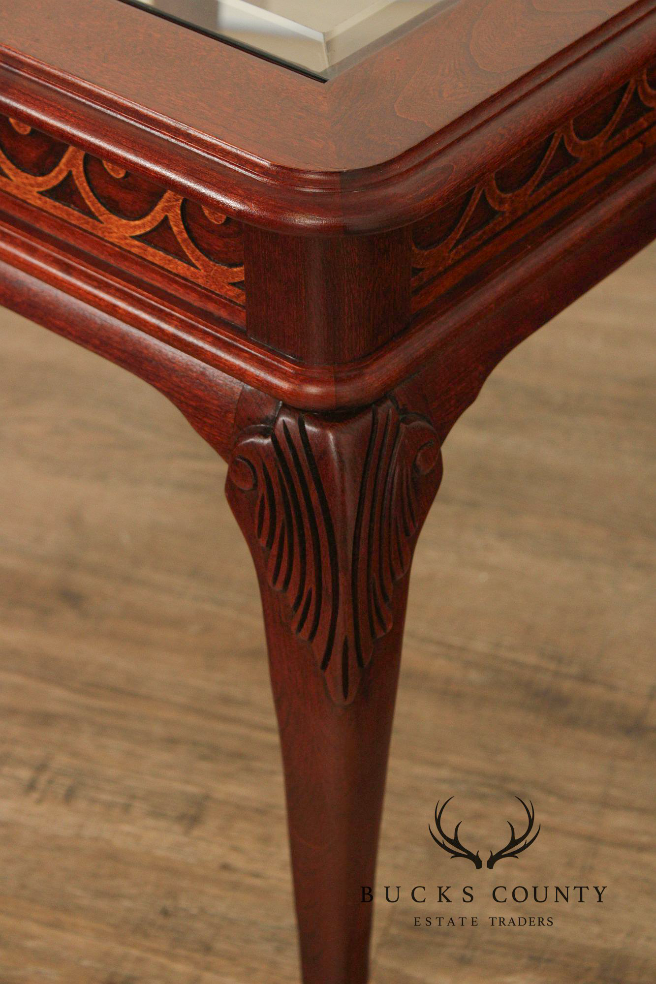 Georgian Style Glass Top Cherry Side Table