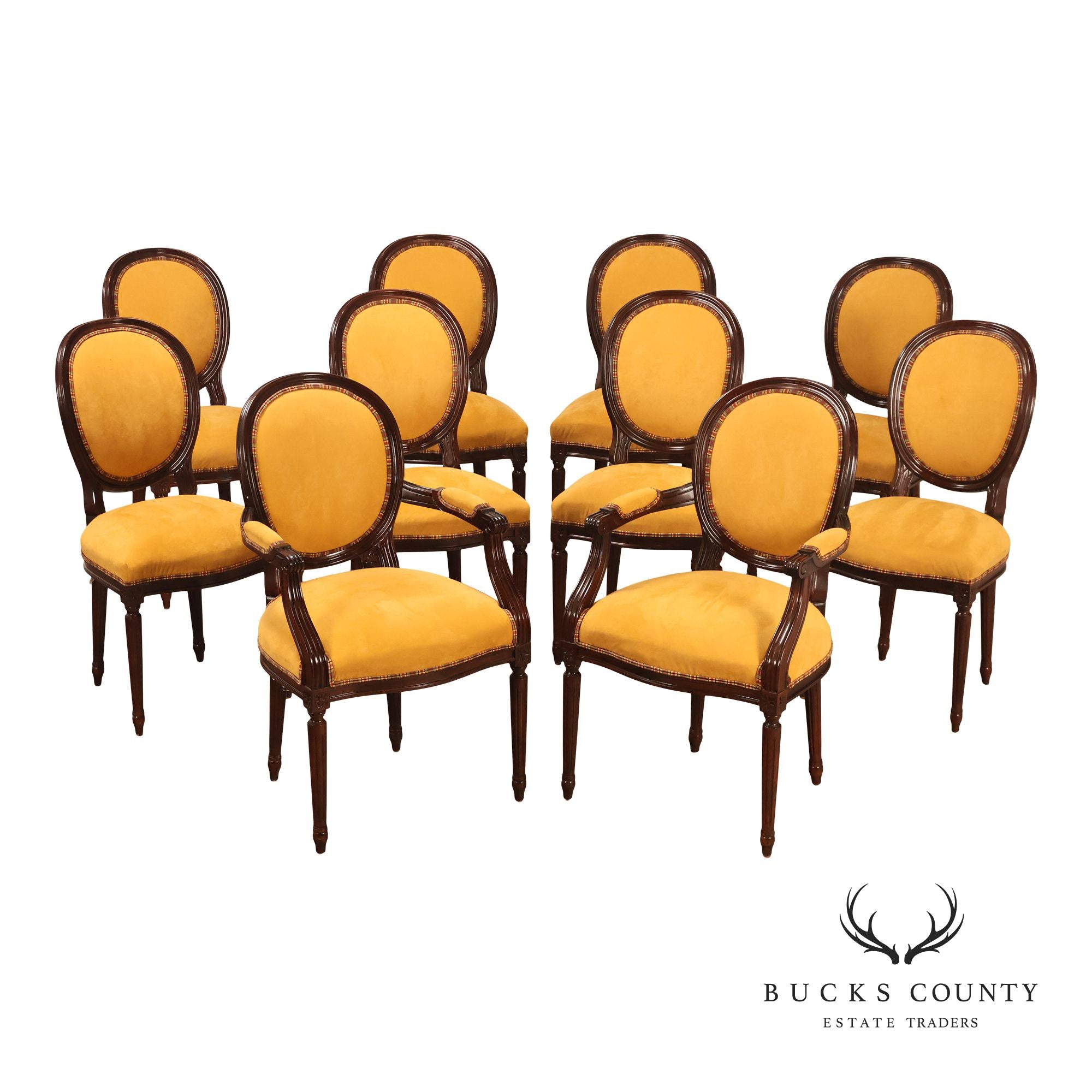 Century Furniture French Louis XVI Style Set of Ten Oval Back Dining Chairs