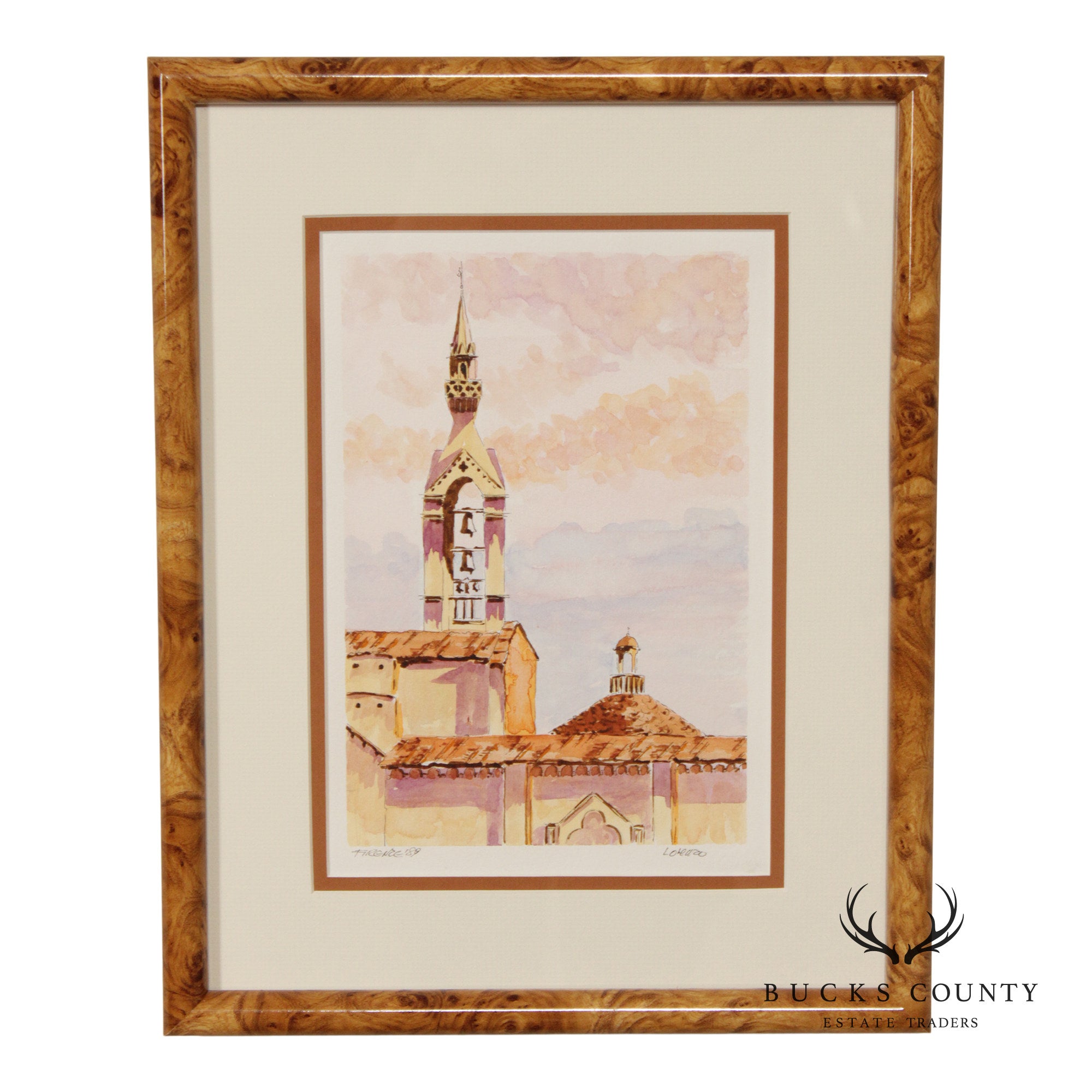 Lorenzo Castaneda Framed Watercolor, 'Firenze'