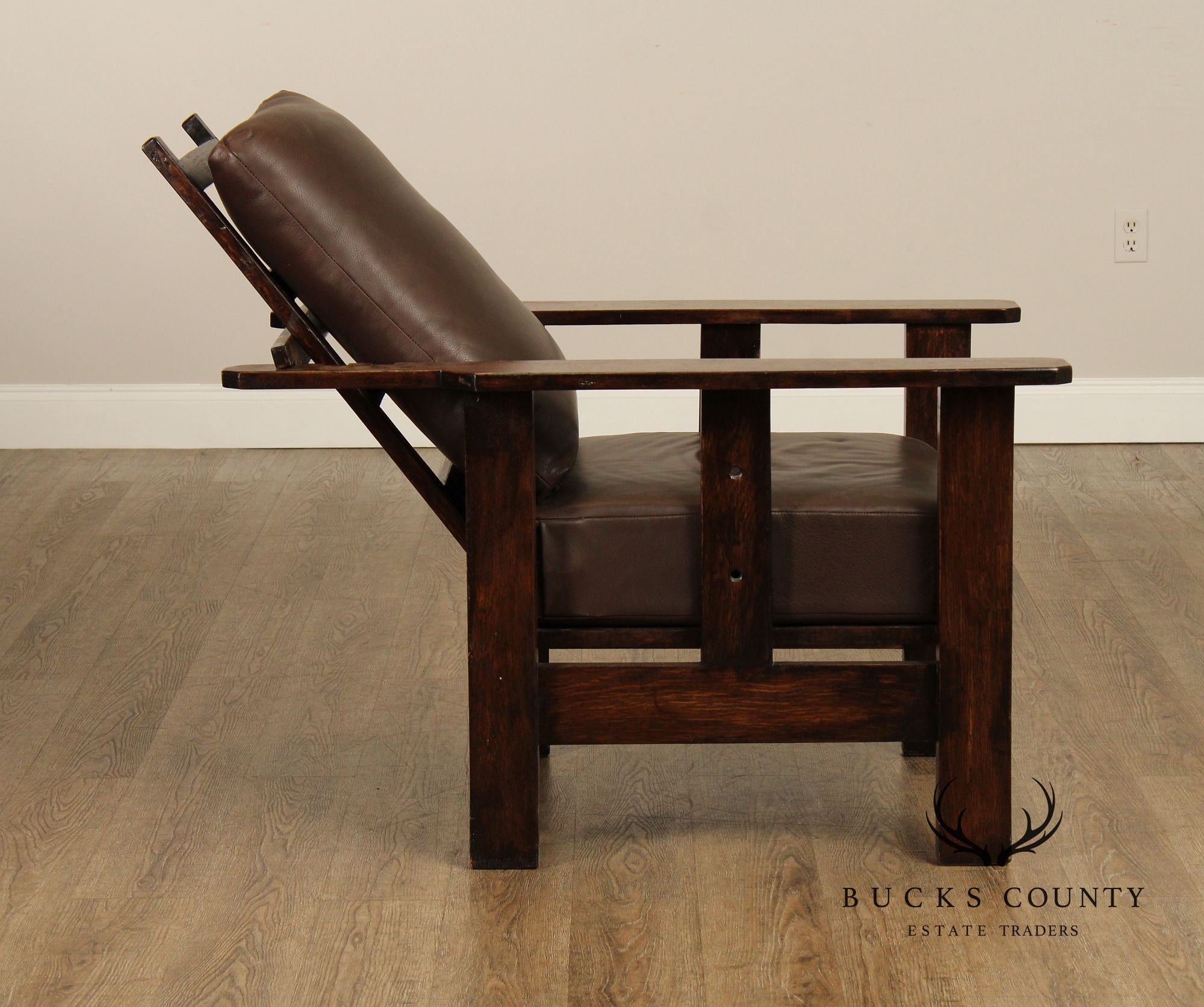 Antique Mission Oak and Leather Morris Chair