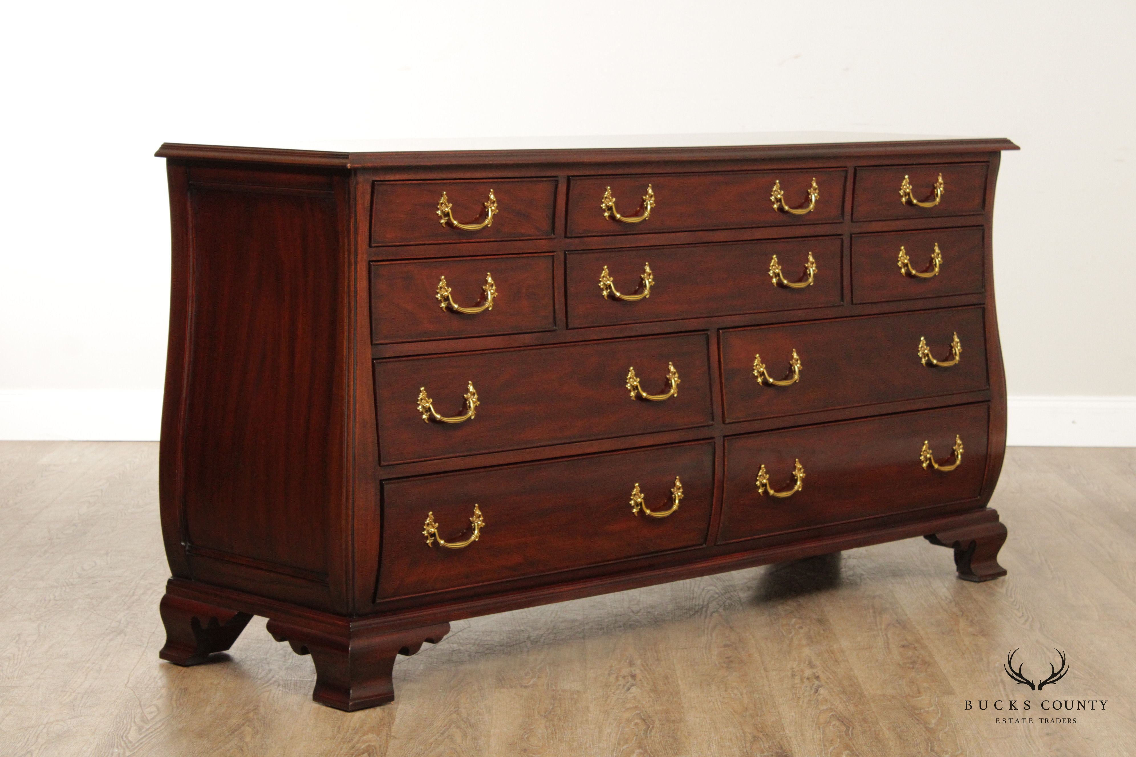 Henkel Harris Mahogany Chippendale Style Bombe Bedroom Dresser