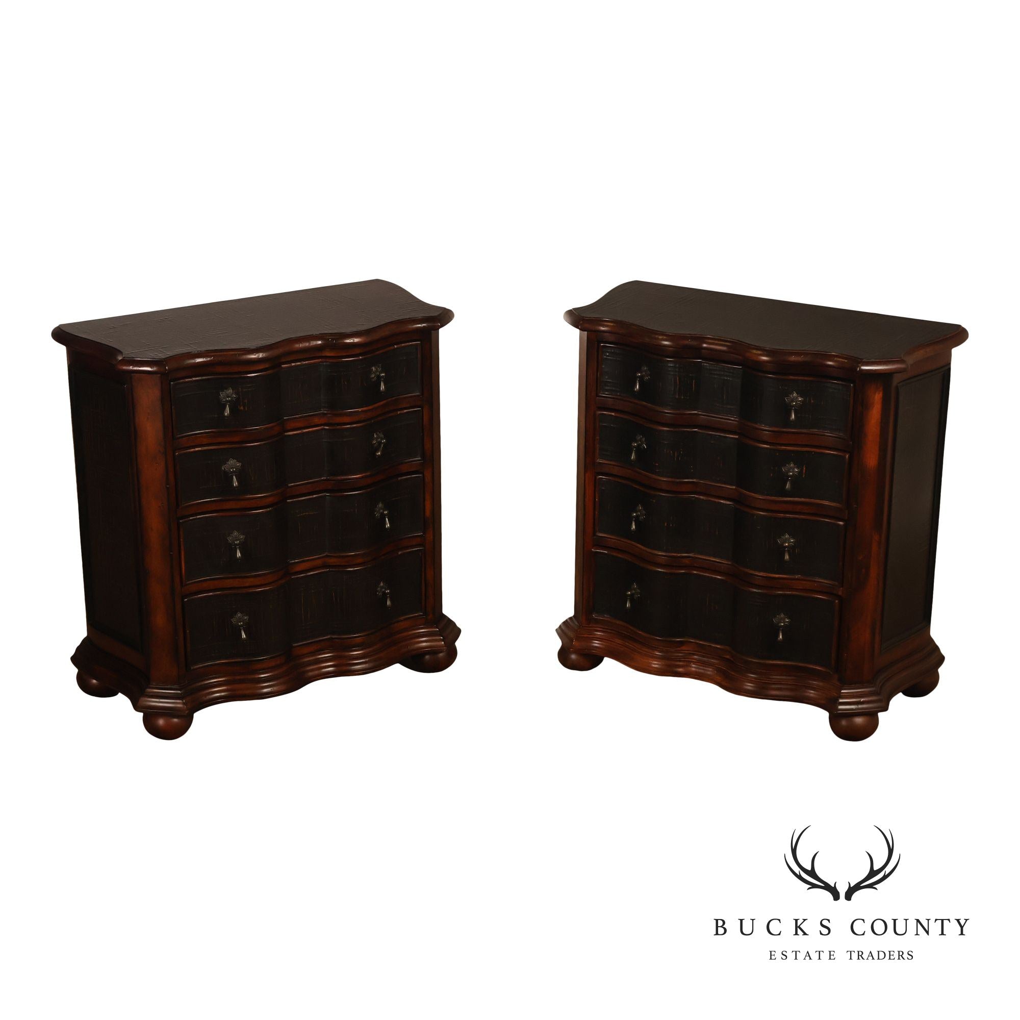 Ethan Allen Pair Of Serpentine Lucca Chests